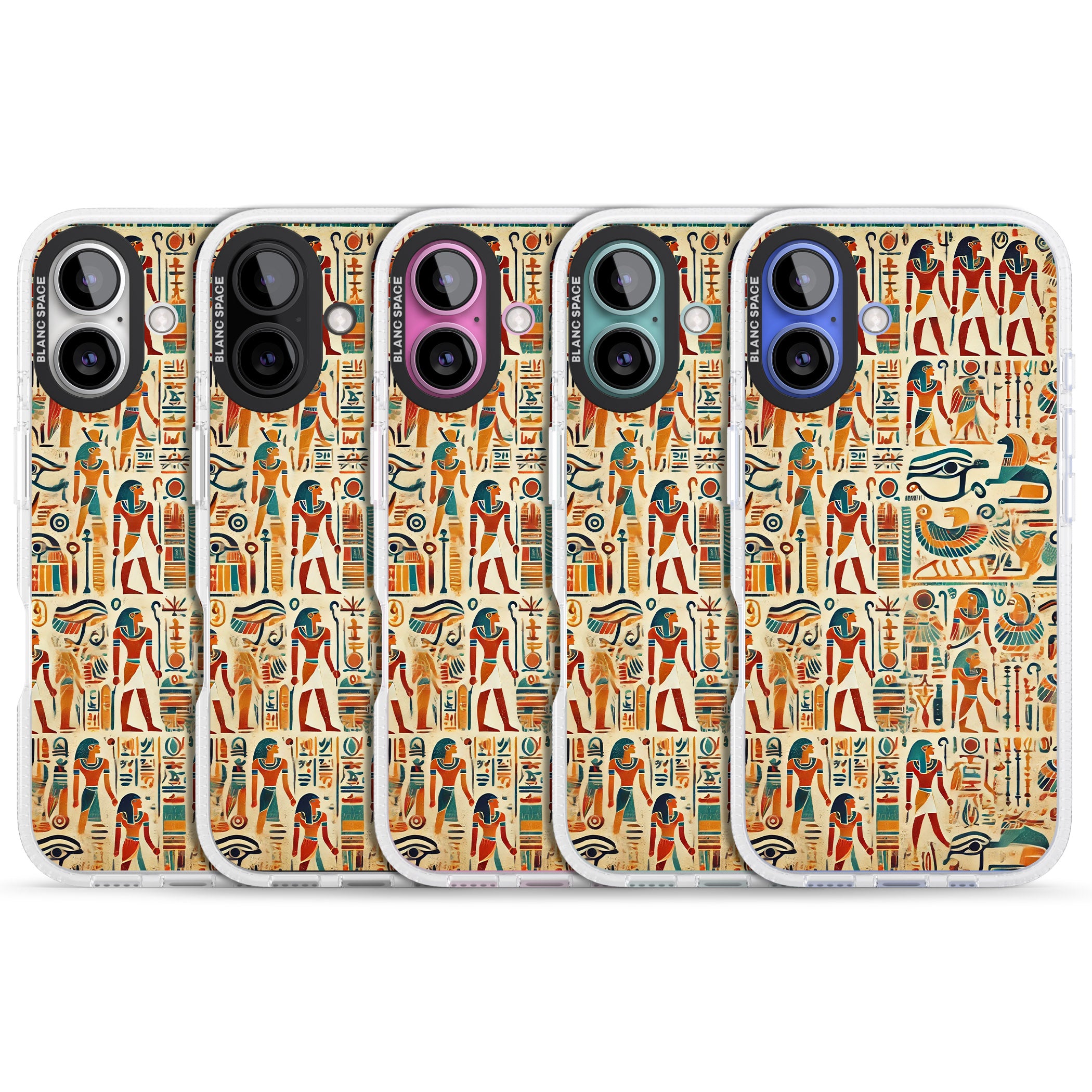 Egyptian Heiroglyphics iPhone 16 / 16 Plus Clear Case Impact Air - Blanc Space