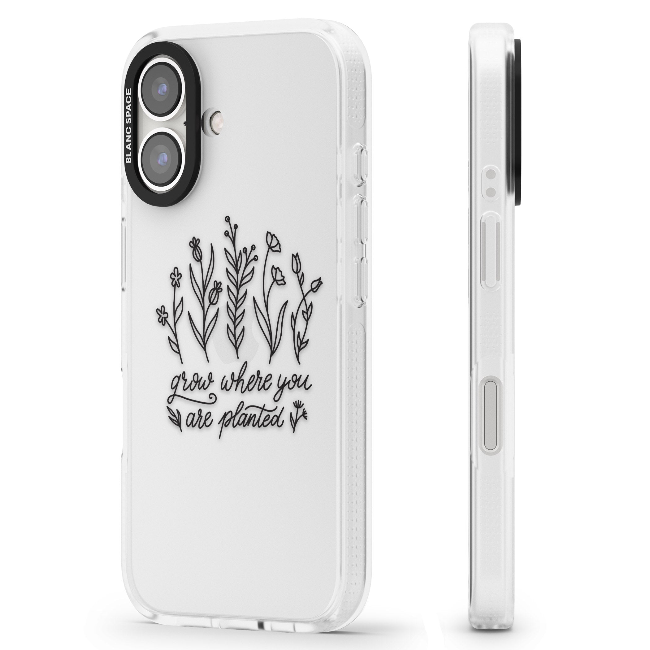 Grow where you are planted iPhone 16 / 16 Plus Clear Case Impact Air - Blanc Space