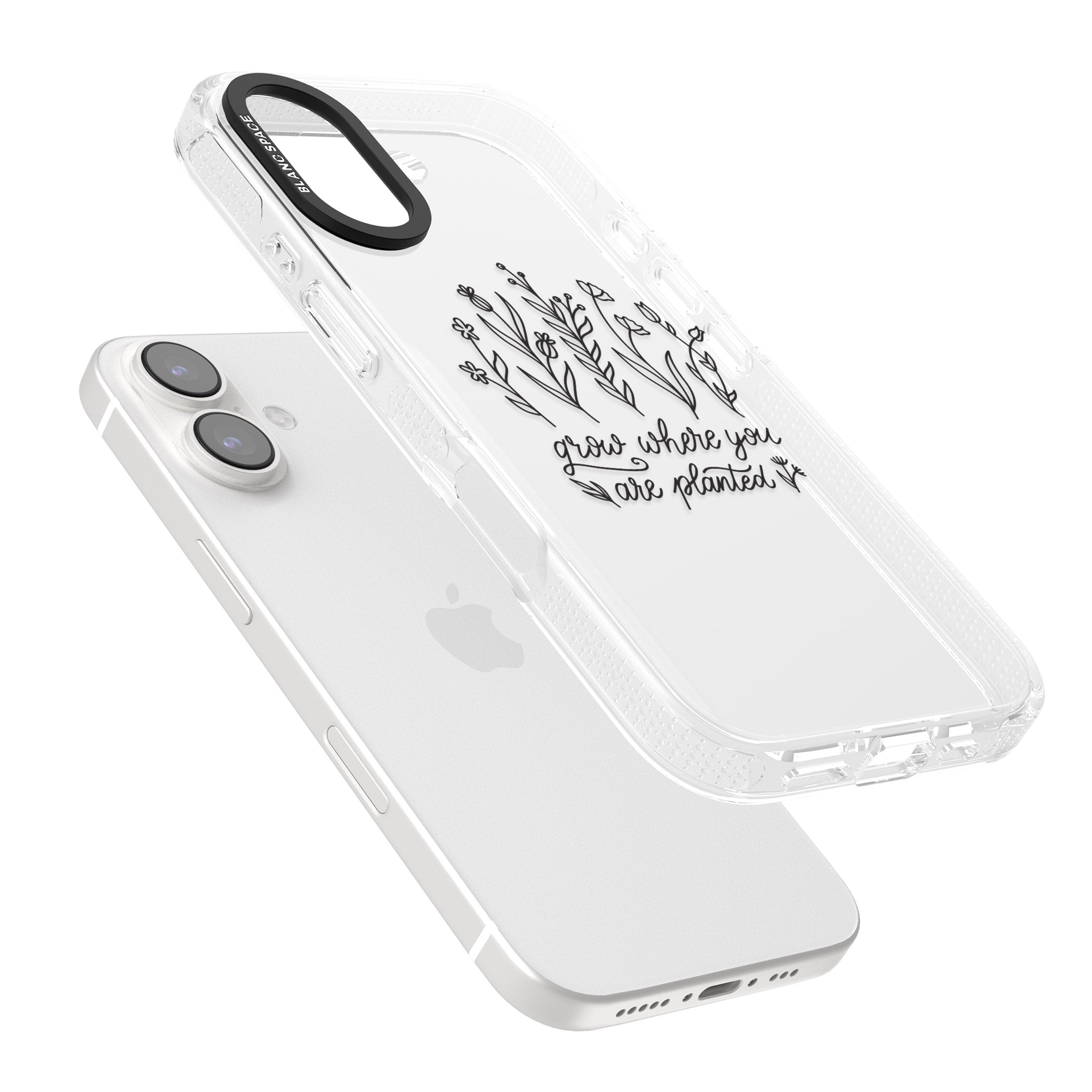 Grow where you are planted iPhone 16 / 16 Plus Clear Case Impact Air - Blanc Space