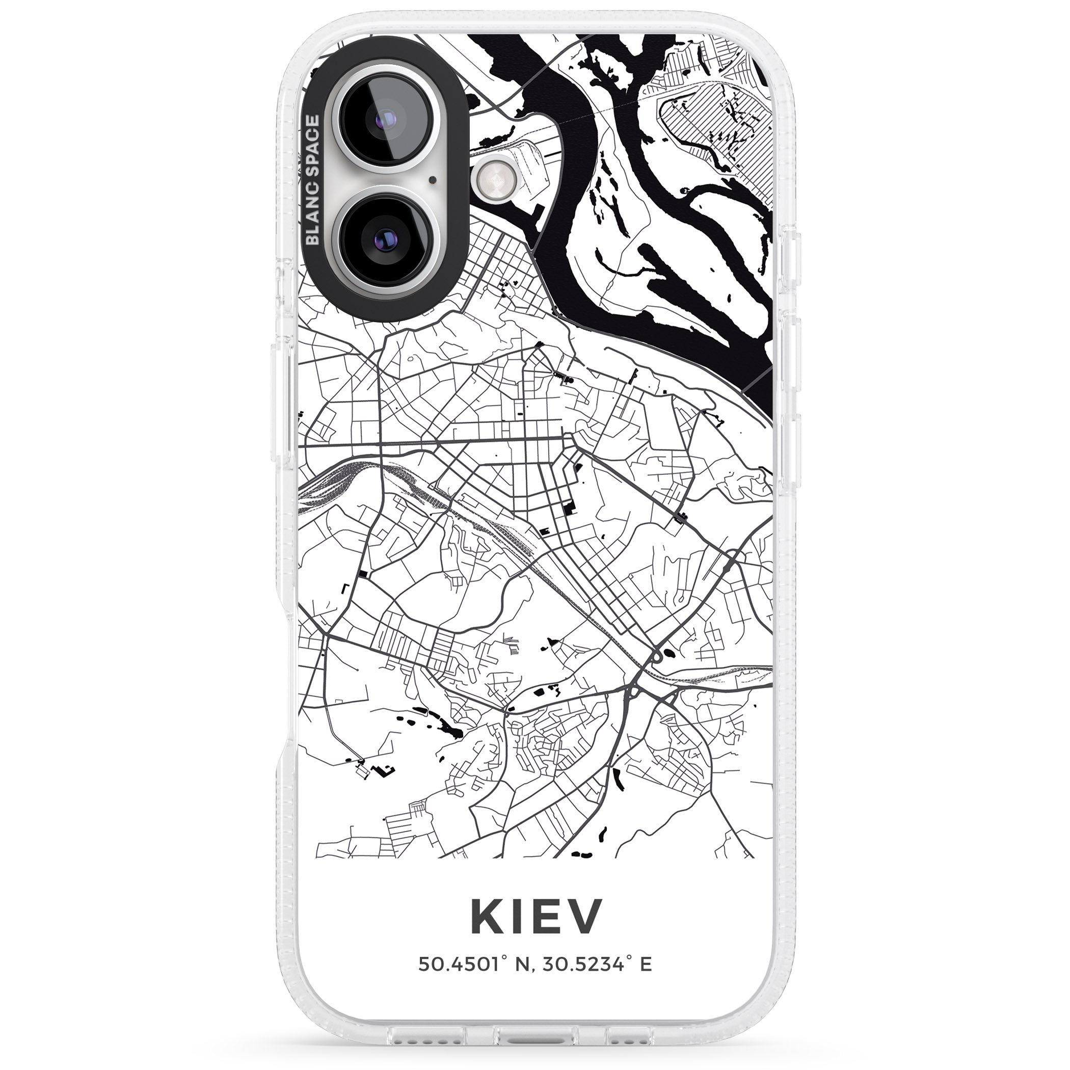 Map of Kiev, Ukraine iPhone 16 / 16 Plus Clear Case Impact Air - Blanc Space