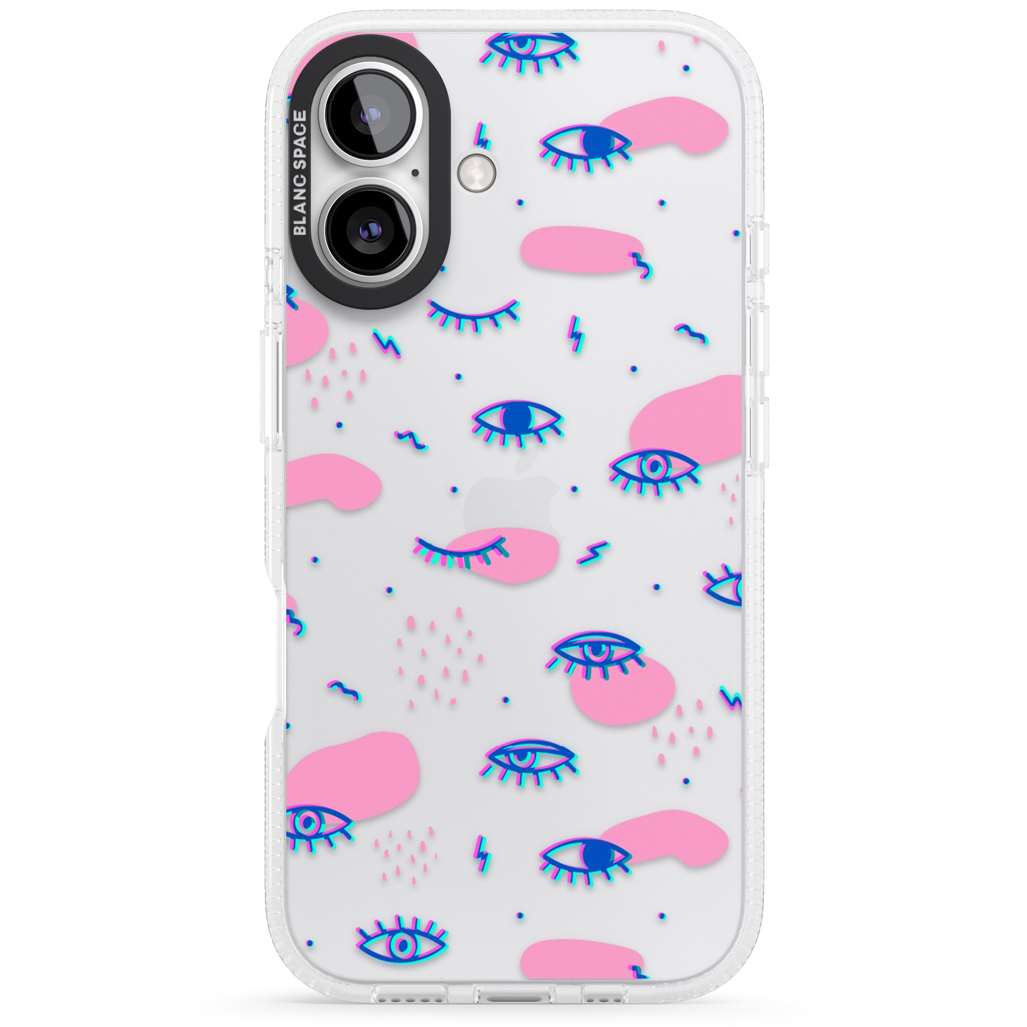 Pink Eye Blotches iPhone 16 / 16 Plus Clear Case Impact Air - Blanc Space