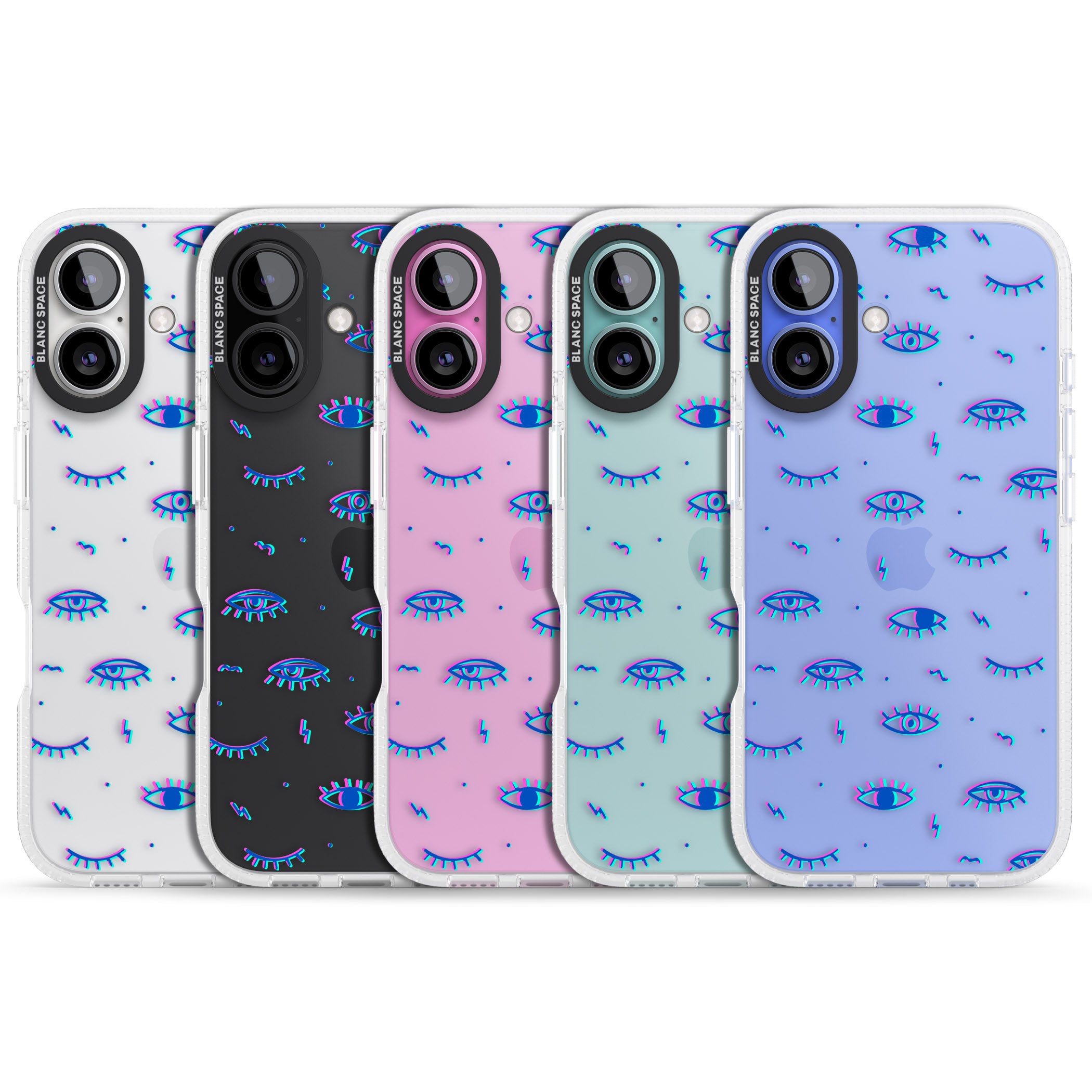 Duotone Psychedelic Eyes iPhone 16 / 16 Plus Clear Case Impact Air - Blanc Space