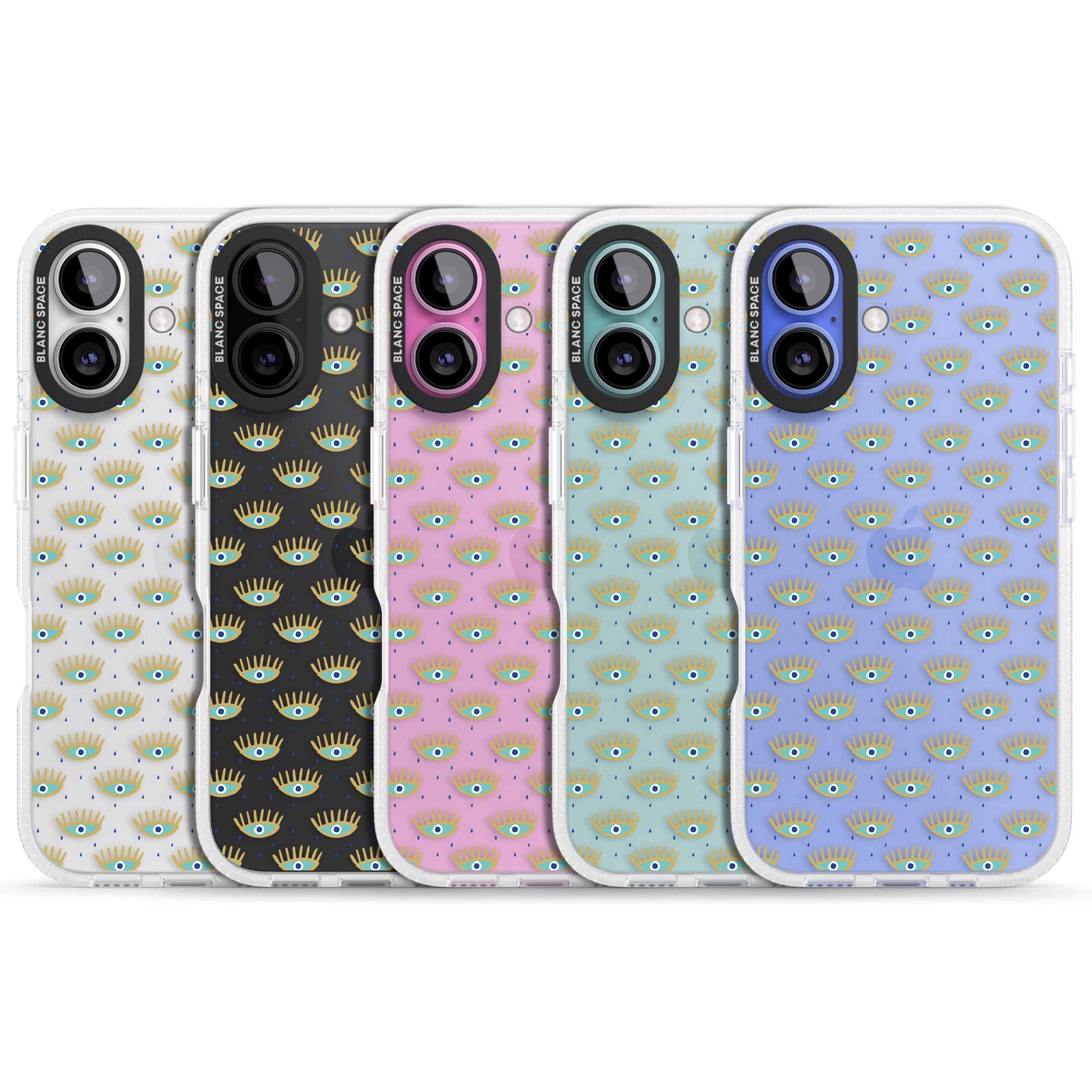 Crying Eyes (Clear) Psychedelic Eyes Pattern iPhone 16 / 16 Plus Clear Case Impact Air - Blanc Space