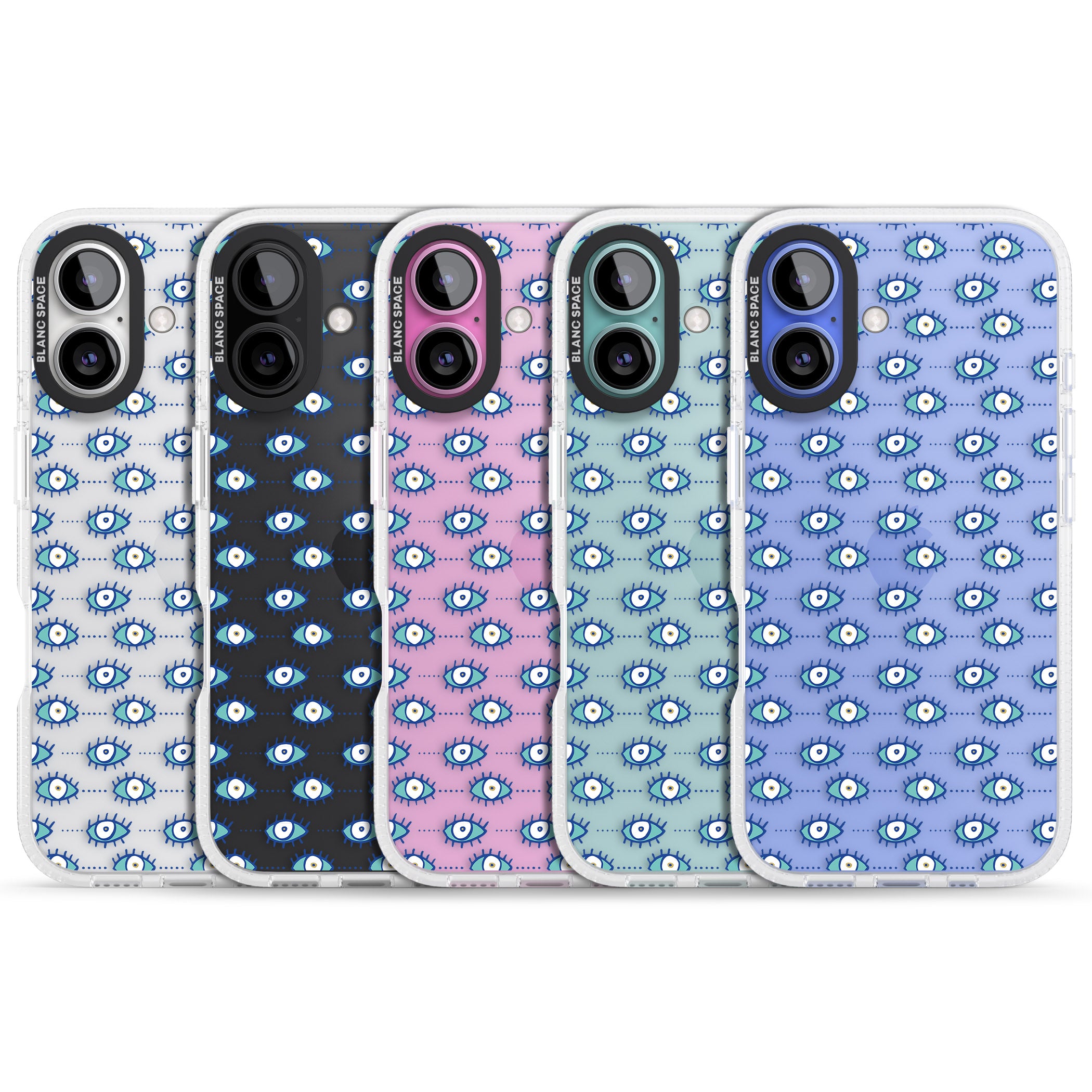 Crazy Eyes (Clear) Psychedelic Eyes Pattern iPhone 16 / 16 Plus Clear Case Impact Air - Blanc Space