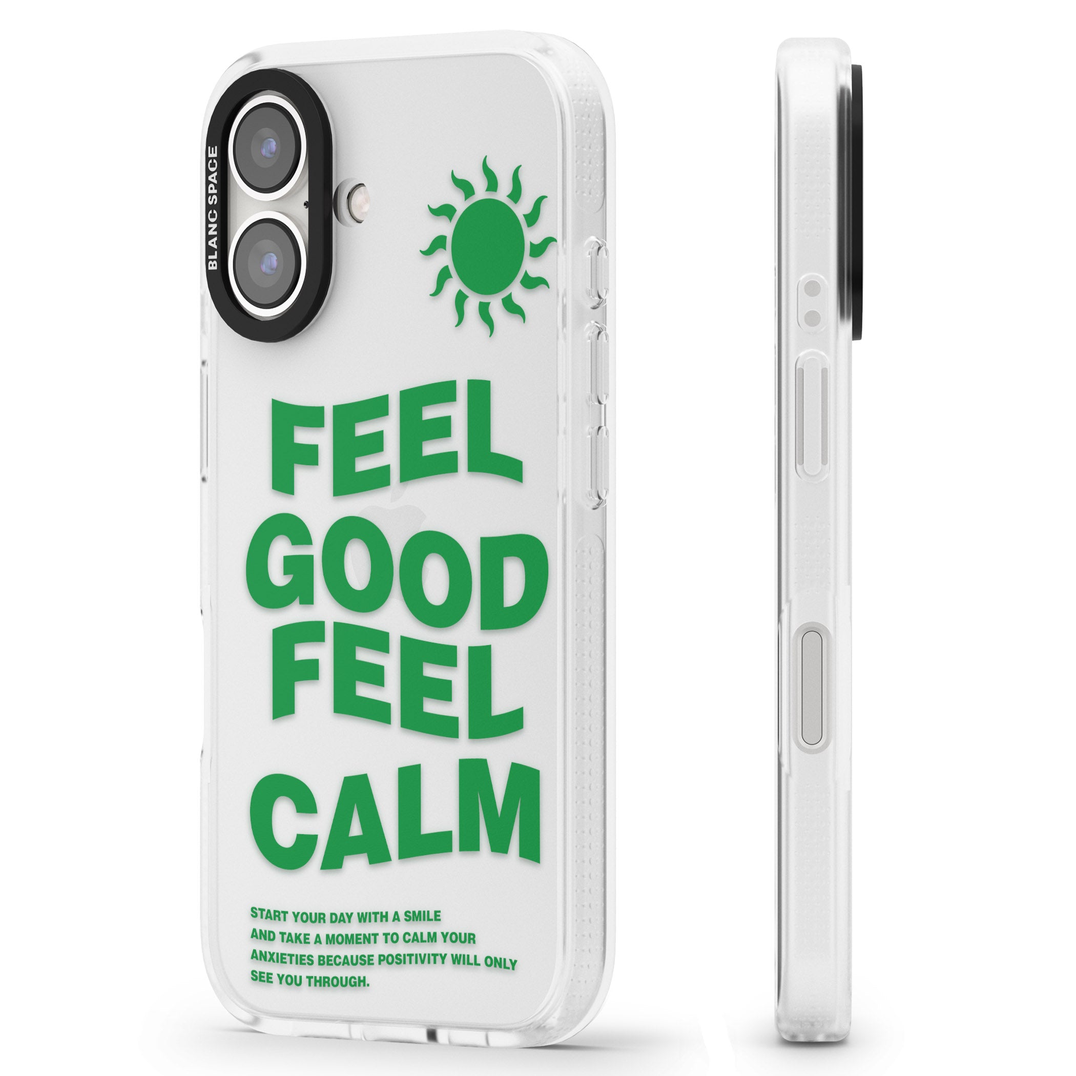 Feel Good Feel Calm (Green) iPhone 16 / 16 Plus Clear Case Impact Air - Blanc Space