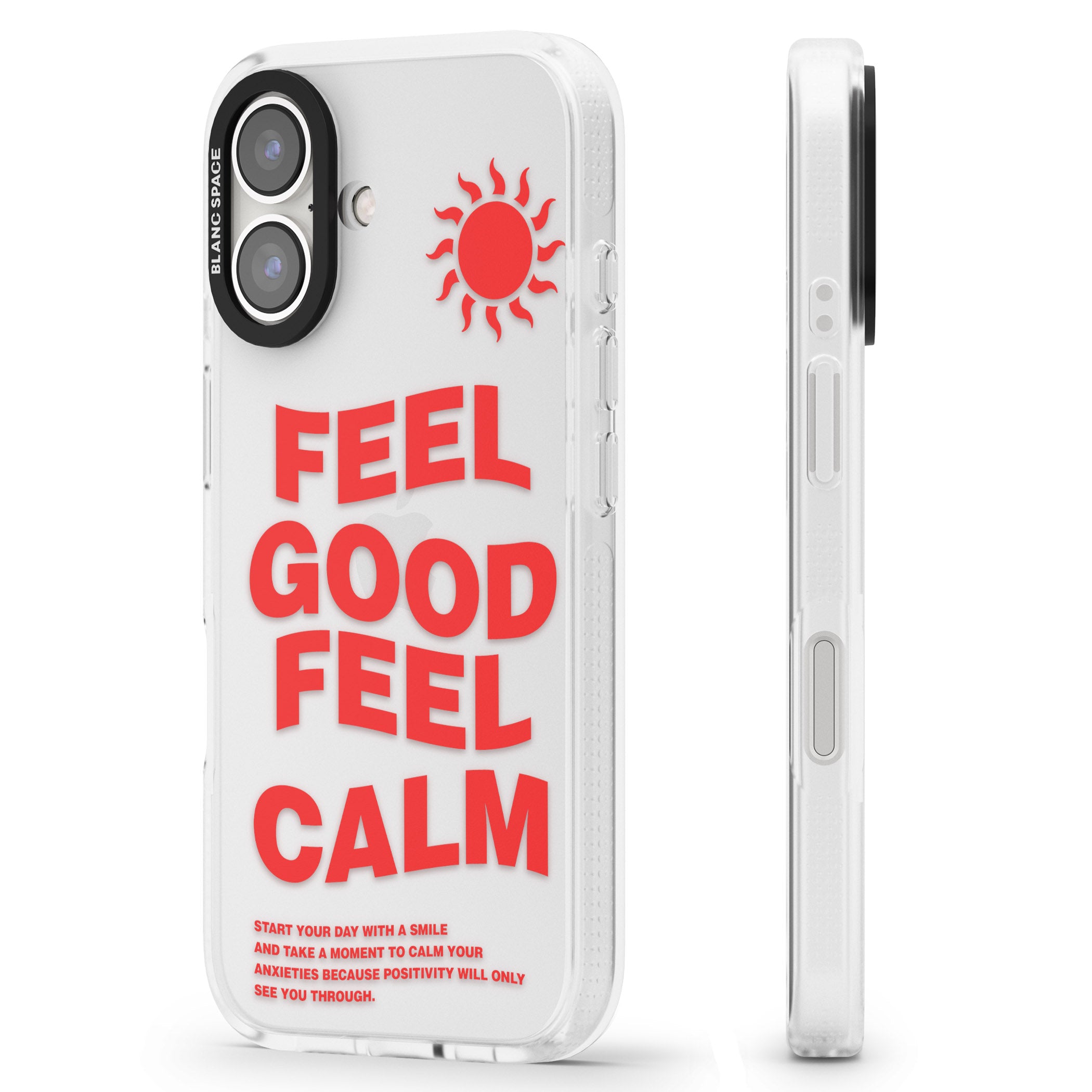 Feel Good Feel Calm (Red) iPhone 16 / 16 Plus Clear Case Impact Air - Blanc Space
