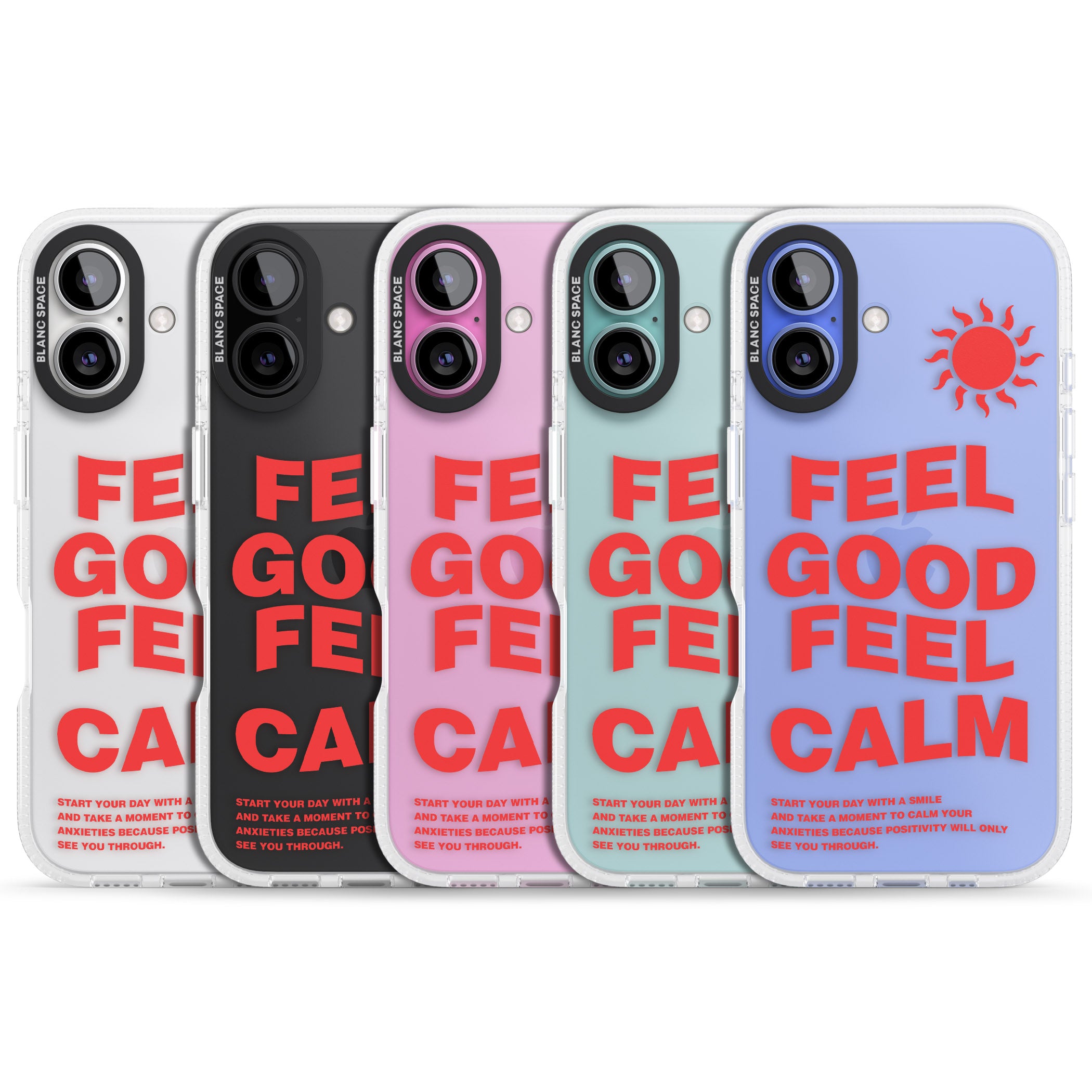 Feel Good Feel Calm (Red) iPhone 16 / 16 Plus Clear Case Impact Air - Blanc Space