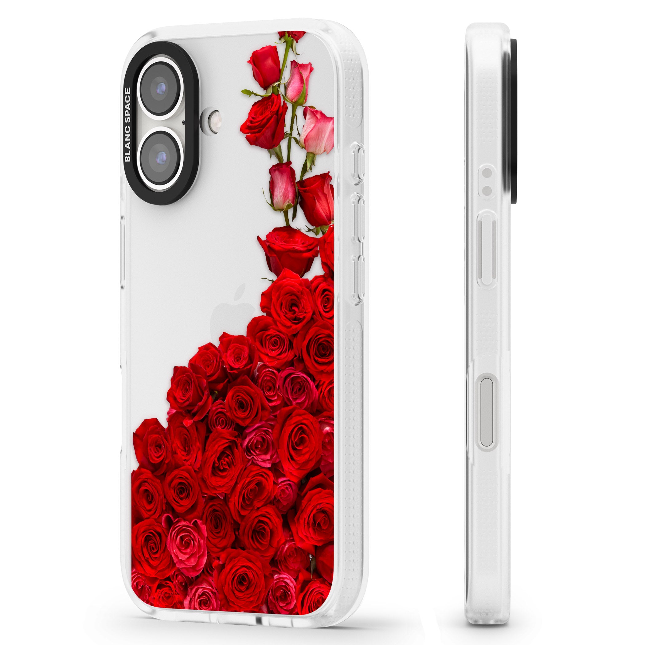 Floral Roses iPhone 16 / 16 Plus Clear Case Impact Air - Blanc Space