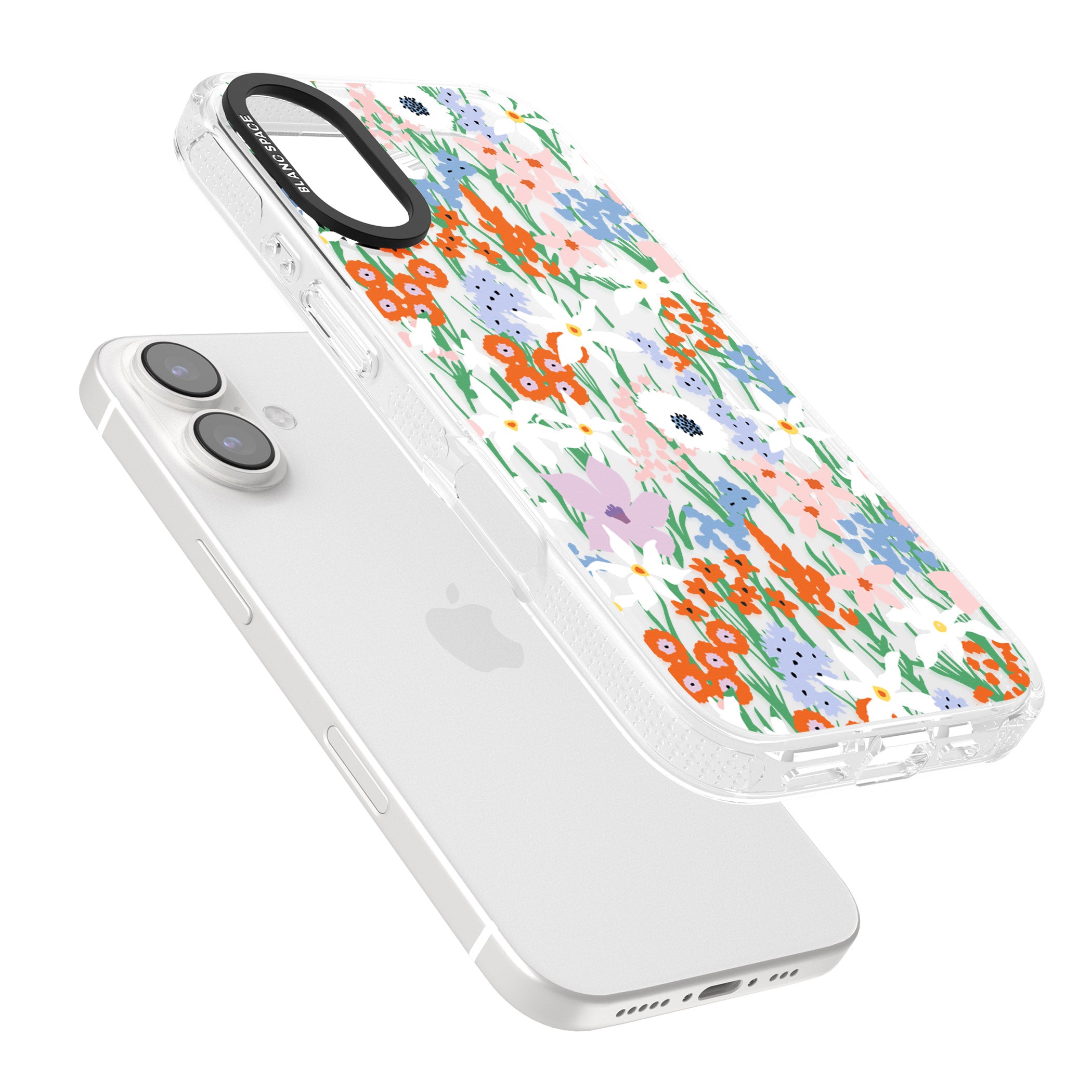 Springtime Meadow: Transparent iPhone 16 / 16 Plus Clear Case Impact Air - Blanc Space