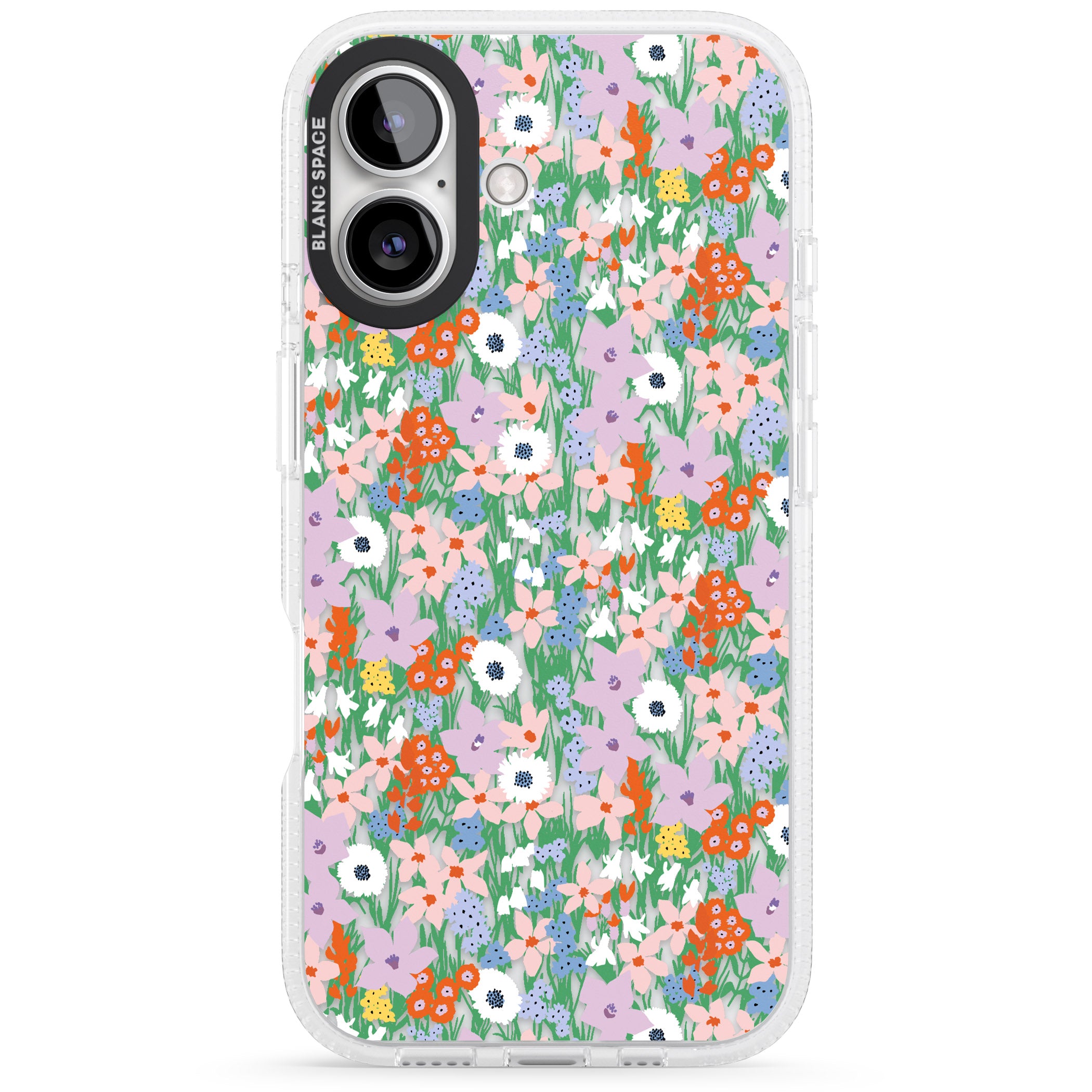 Jazzy Floral Mix: Transparent iPhone 16 / 16 Plus Clear Case Impact Air - Blanc Space
