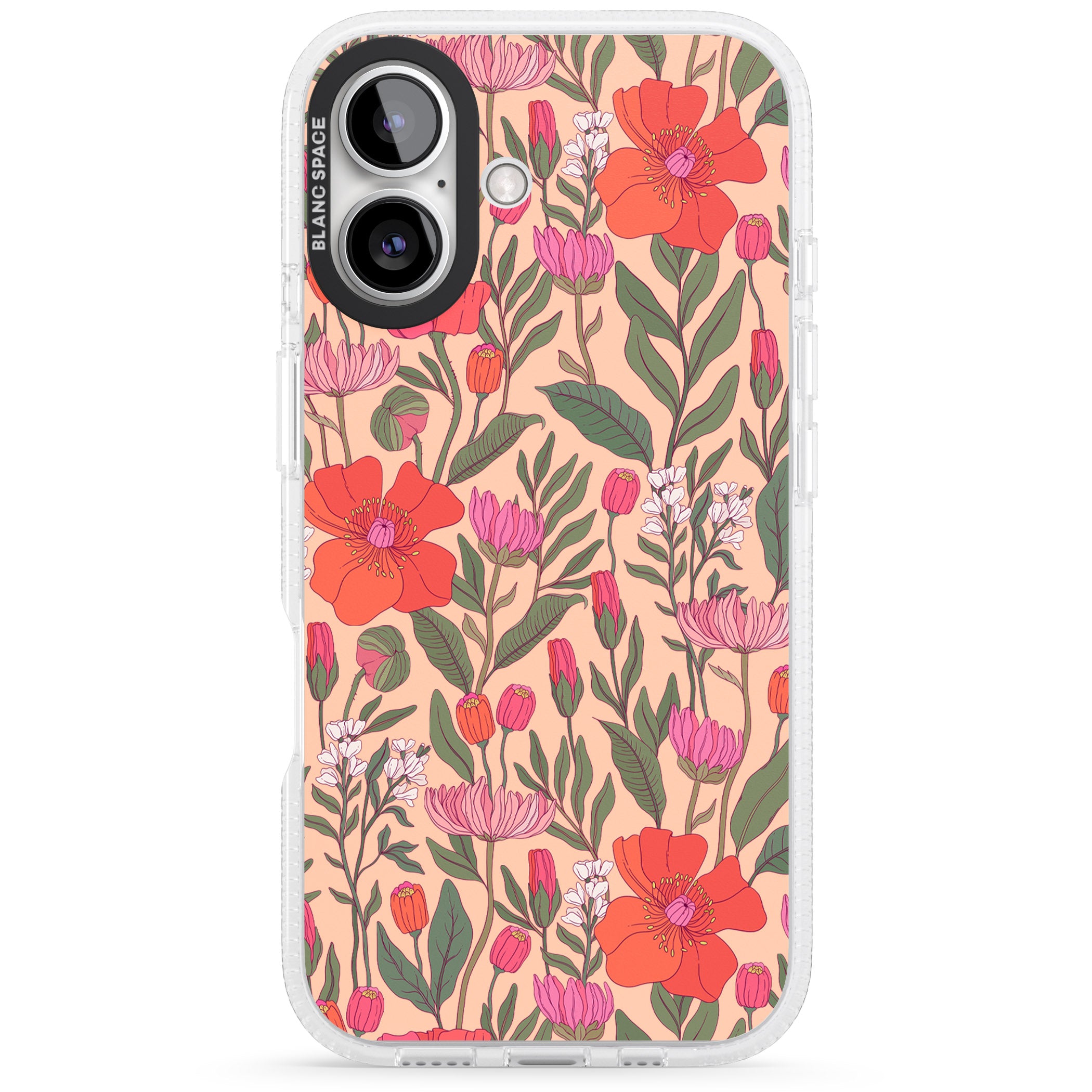 Peachy Floral - Background iPhone 16 / 16 Plus Clear Case Impact Air - Blanc Space