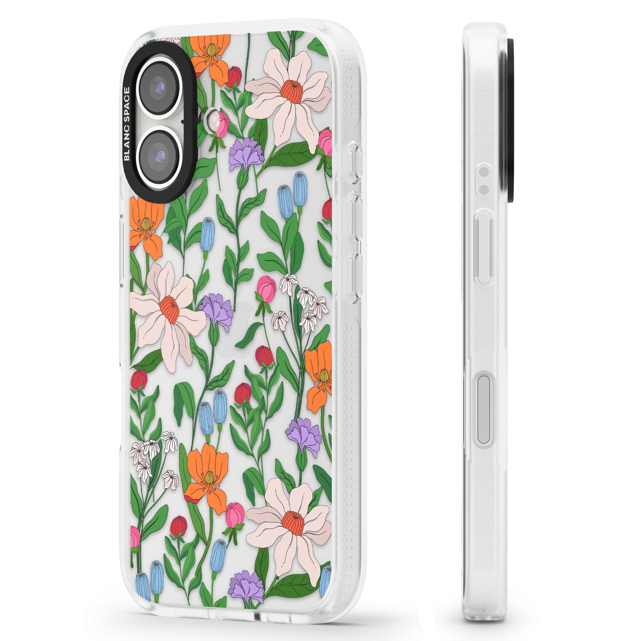 Full Bloom iPhone 16 / 16 Plus Clear Case Impact Air - Blanc Space