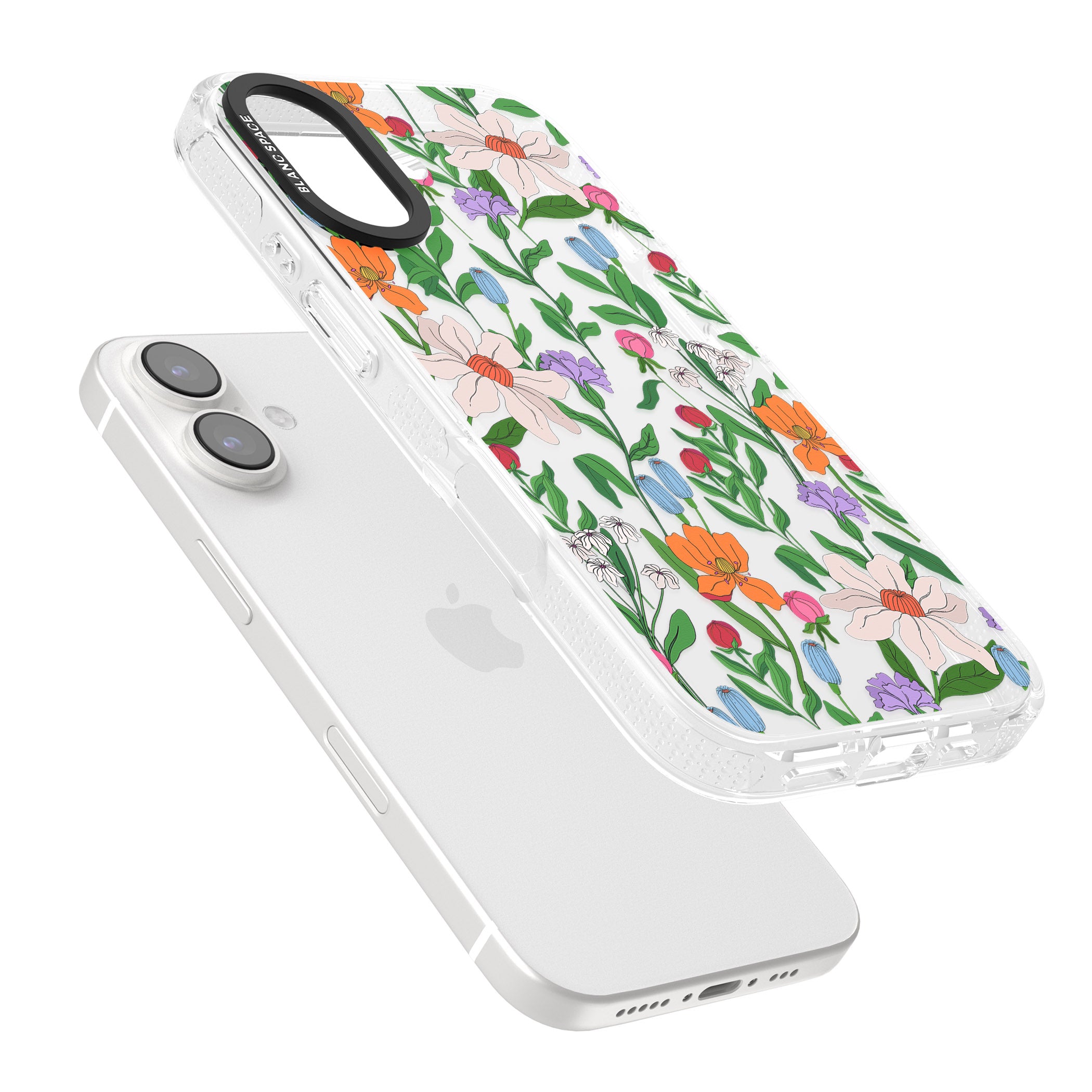 Full Bloom iPhone 16 / 16 Plus Clear Case Impact Air - Blanc Space