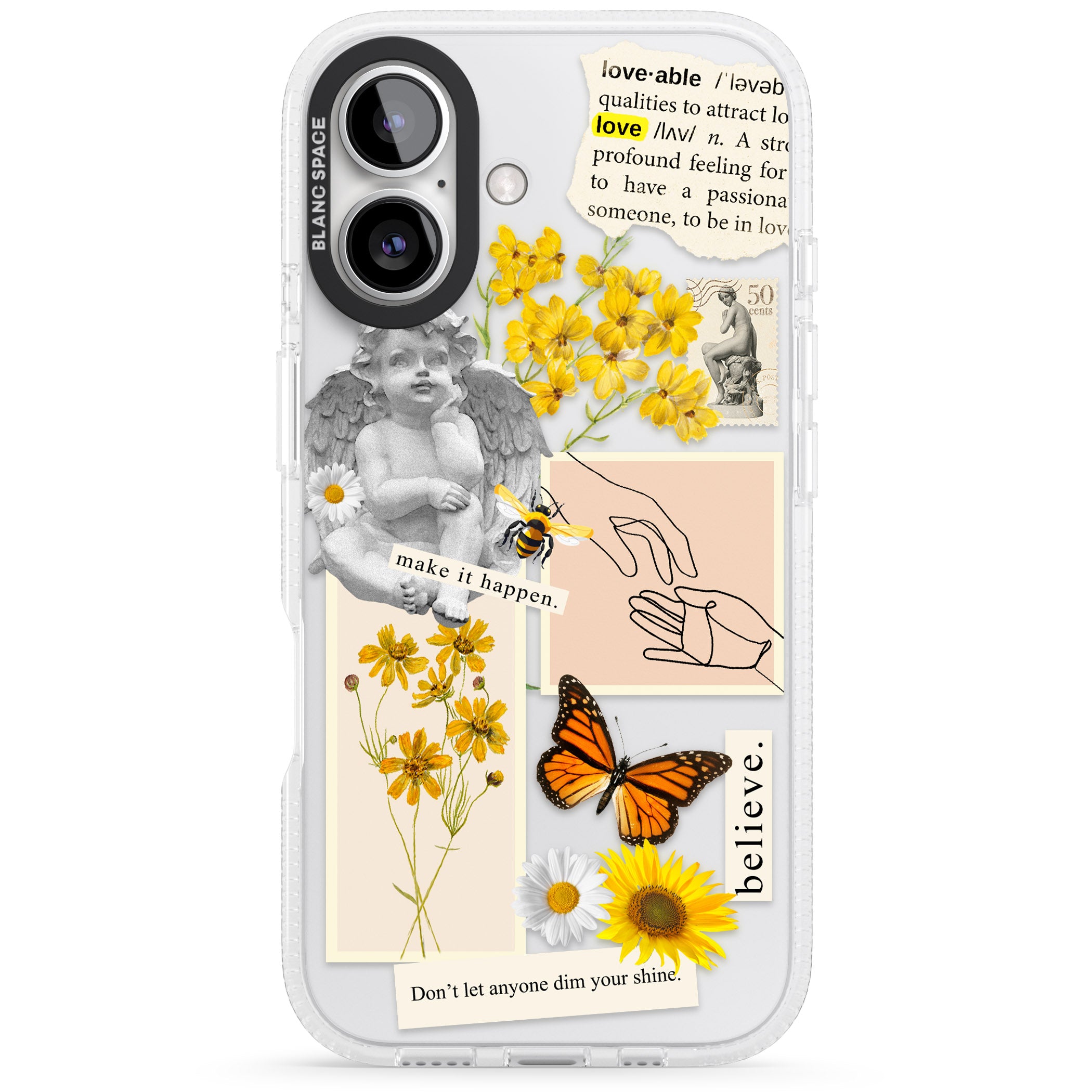 Vintage Wildflower Collage iPhone 16 / 16 Plus Clear Case Impact Air - Blanc Space