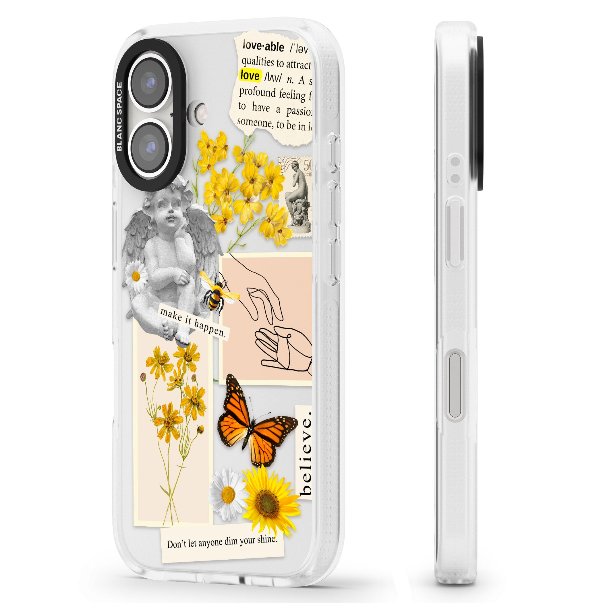Vintage Wildflower Collage iPhone 16 / 16 Plus Clear Case Impact Air - Blanc Space