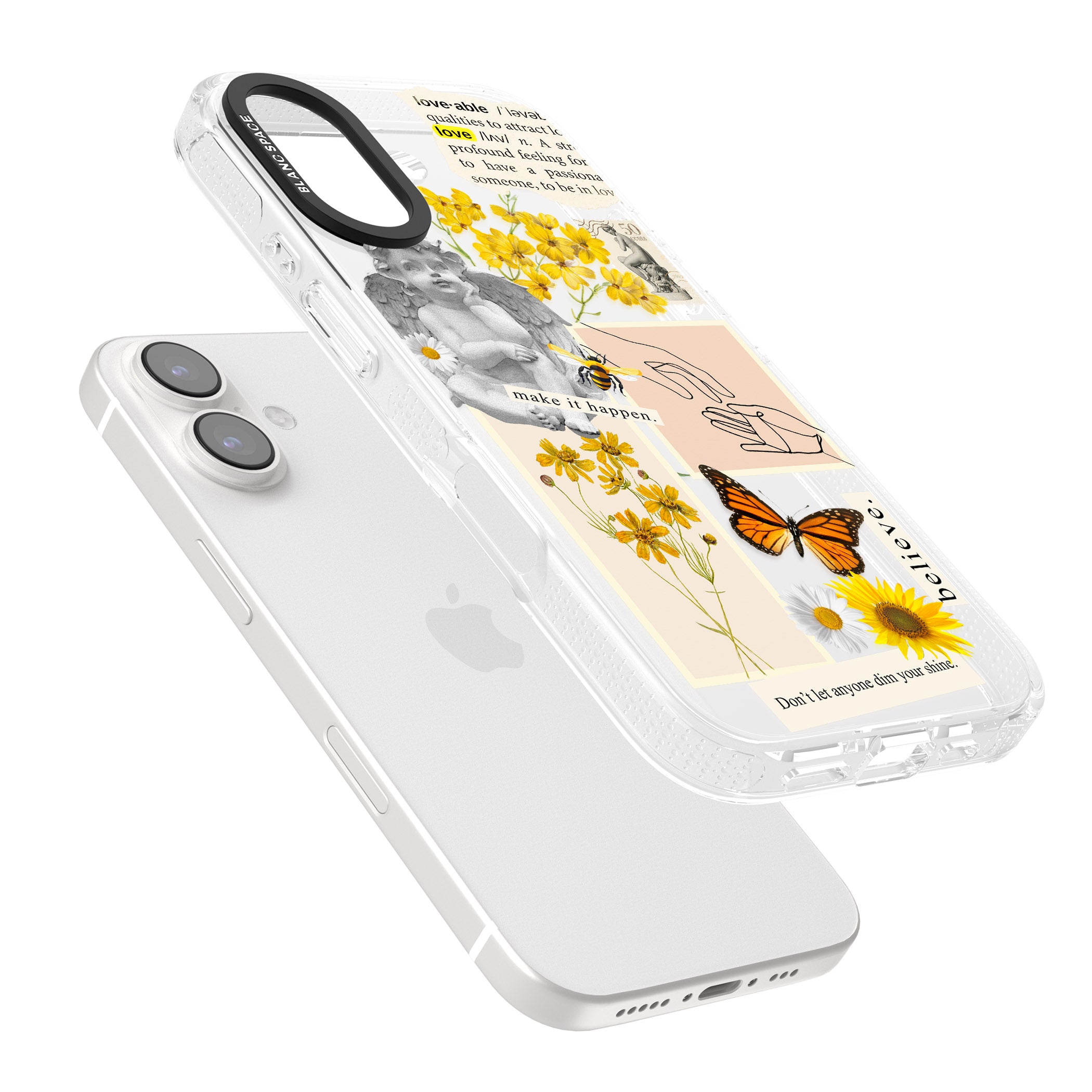 Vintage Wildflower Collage iPhone 16 / 16 Plus Clear Case Impact Air - Blanc Space