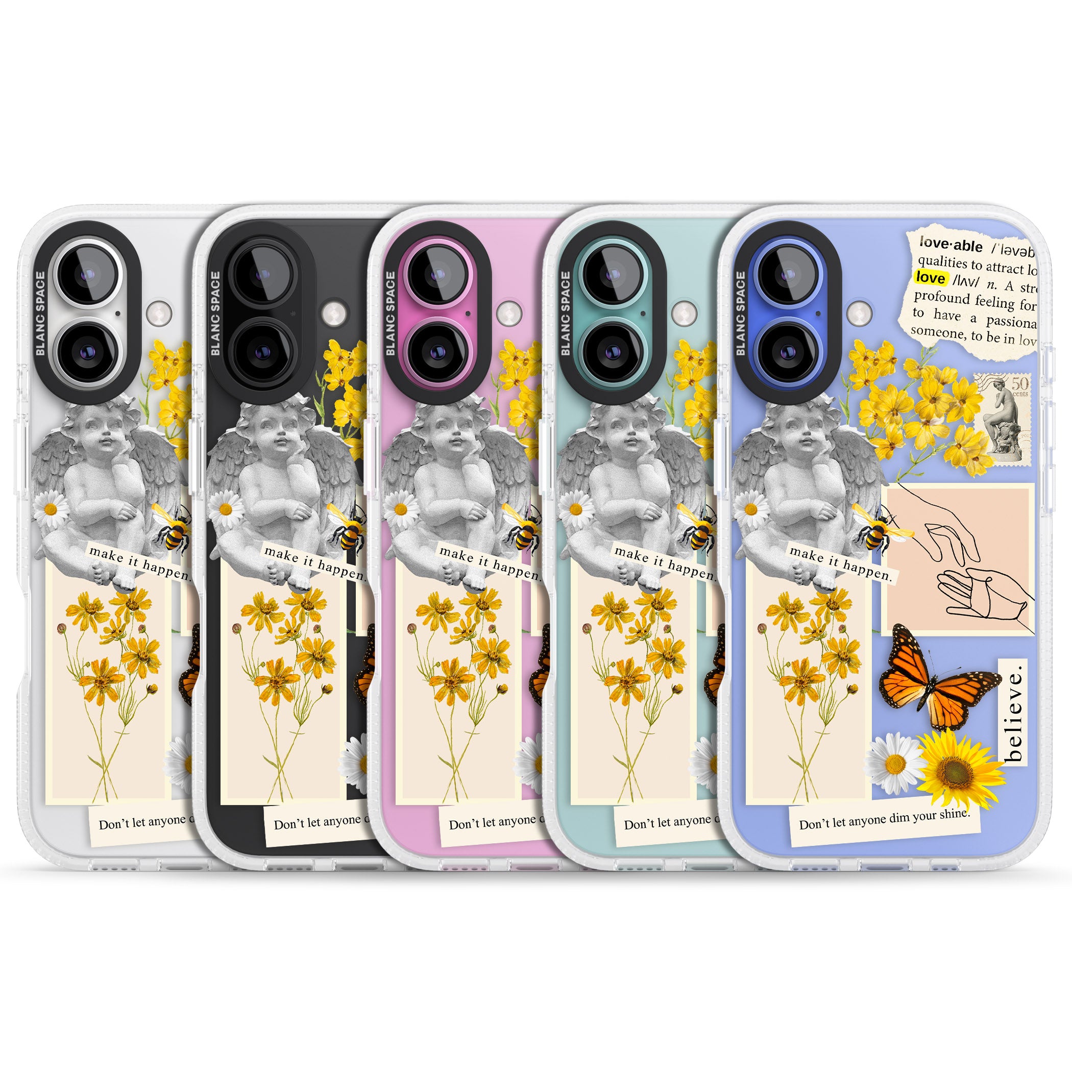 Vintage Wildflower Collage iPhone 16 / 16 Plus Clear Case Impact Air - Blanc Space