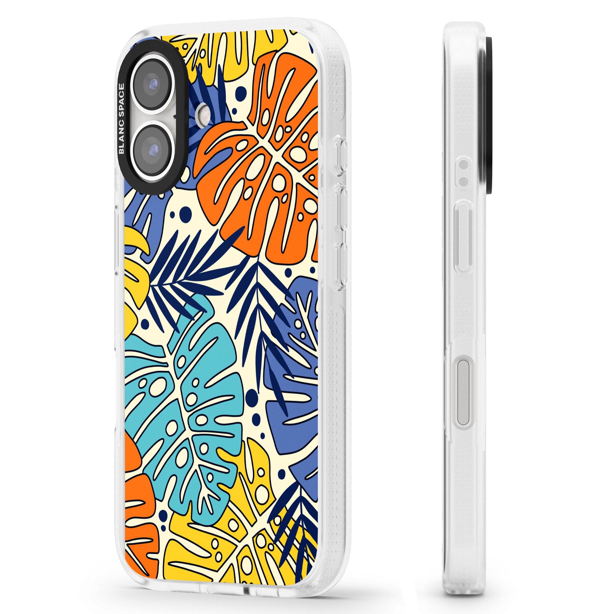 Beach Leaves iPhone 16 / 16 Plus Clear Case Impact Air - Blanc Space