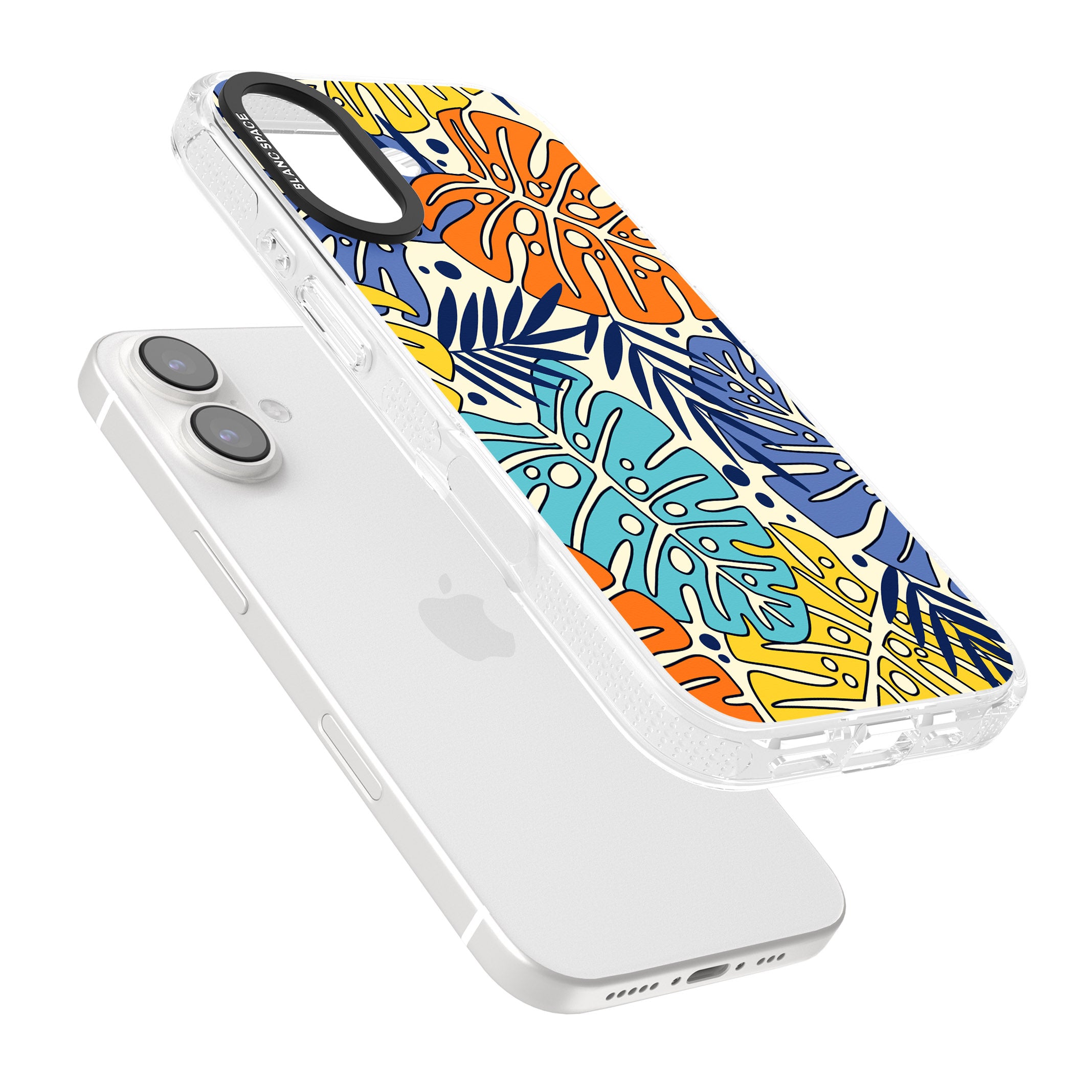 Beach Leaves iPhone 16 / 16 Plus Clear Case Impact Air - Blanc Space