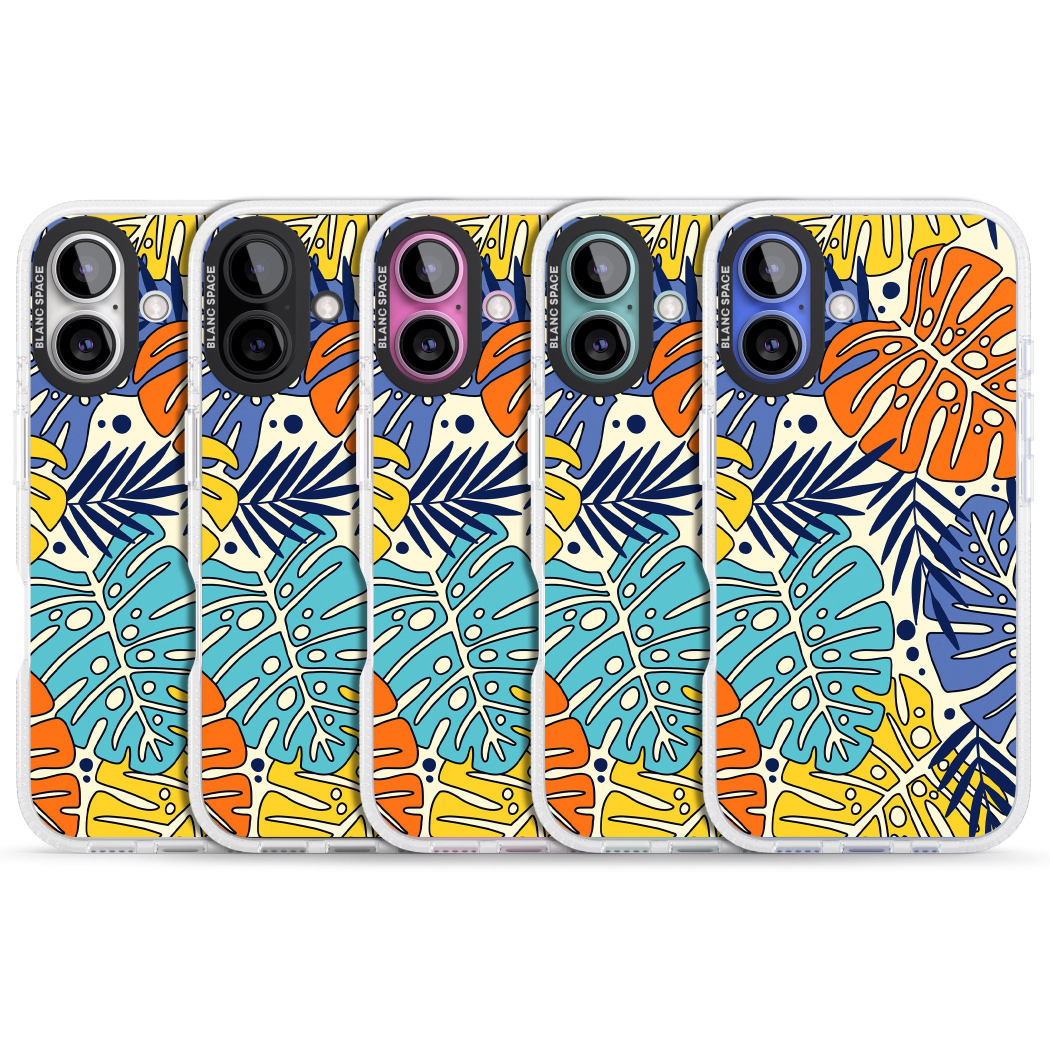 Beach Leaves iPhone 16 / 16 Plus Clear Case Impact Air - Blanc Space