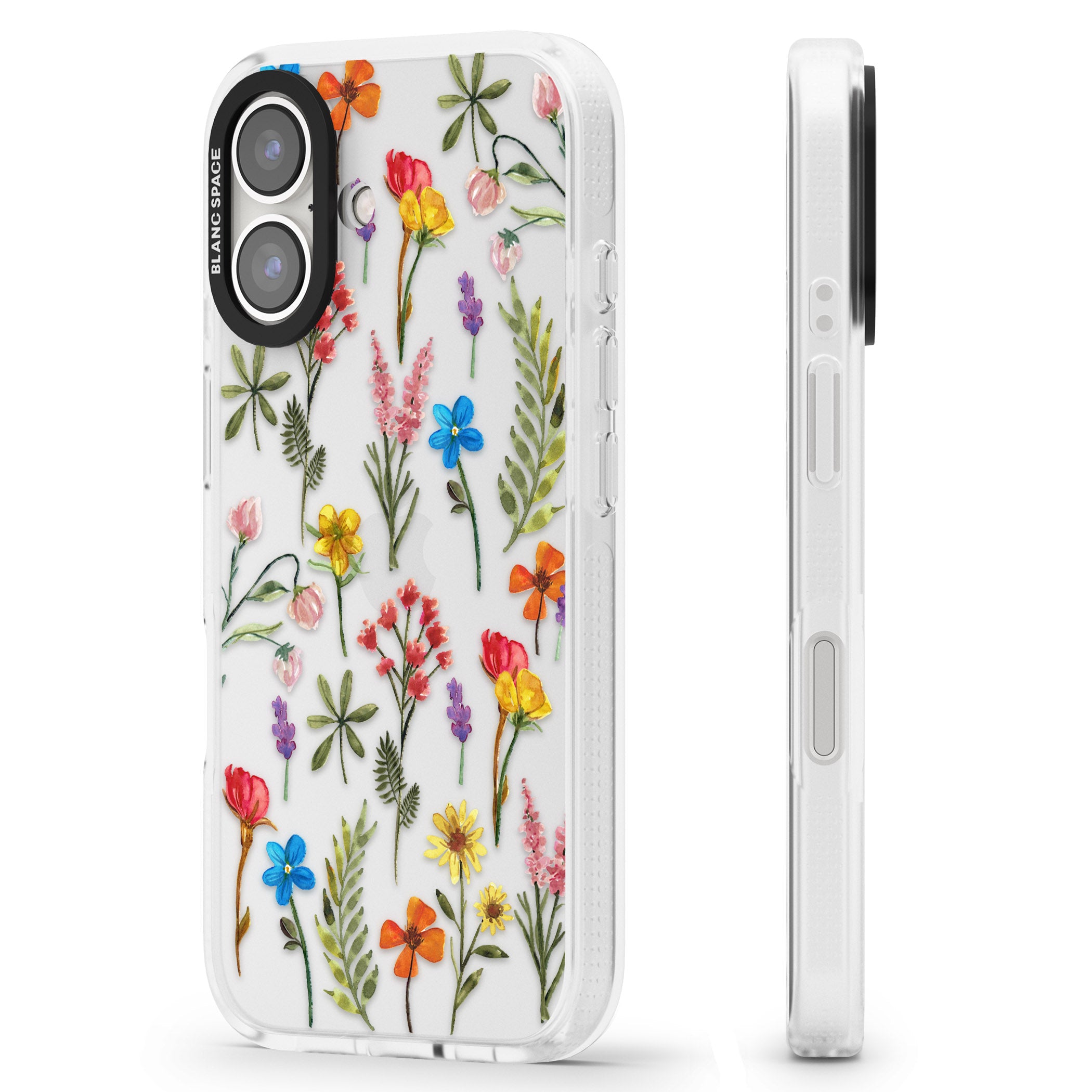 Spring Botanicals iPhone 16 / 16 Plus Clear Case Impact Air - Blanc Space