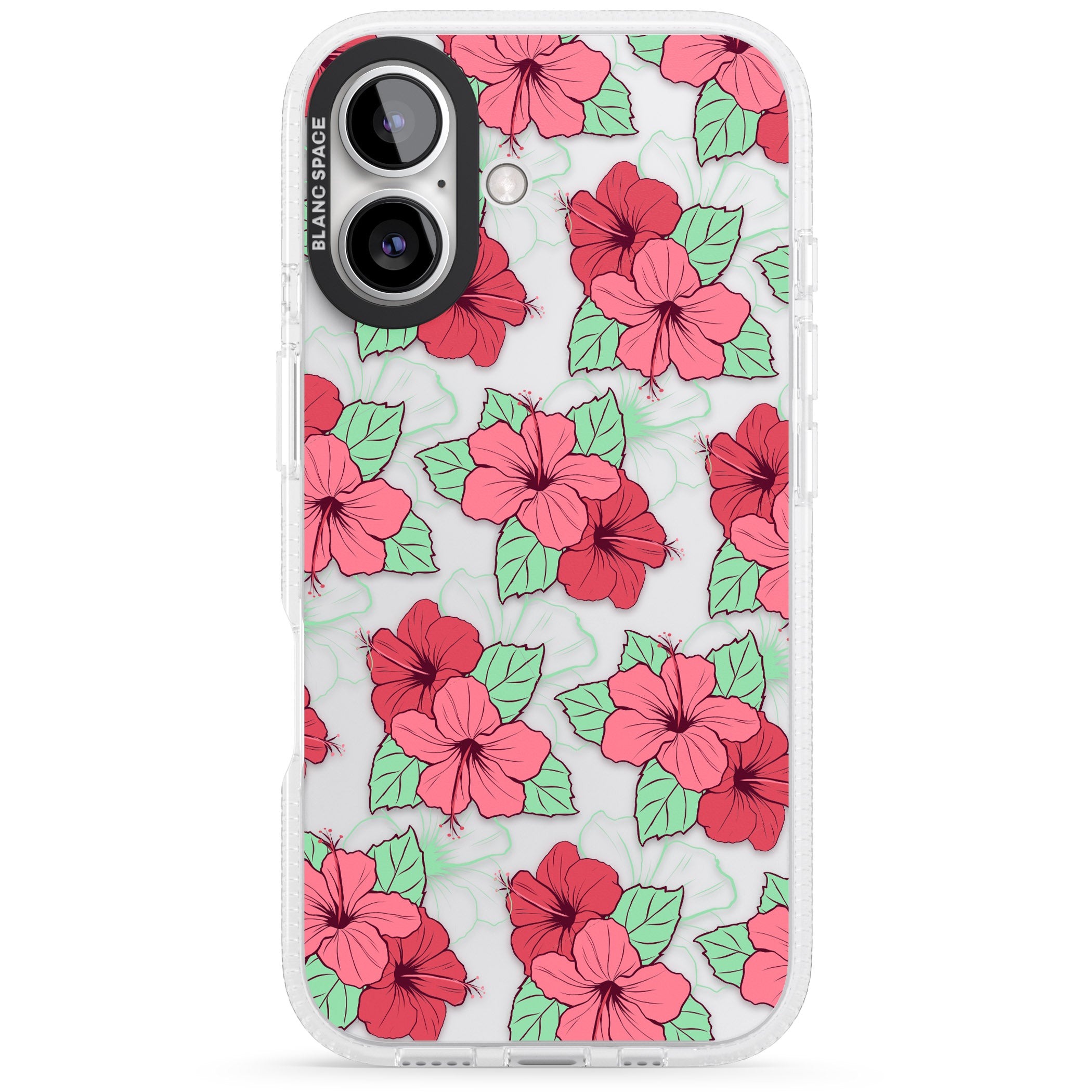 Pink Peony iPhone 16 / 16 Plus Clear Case Impact Air - Blanc Space