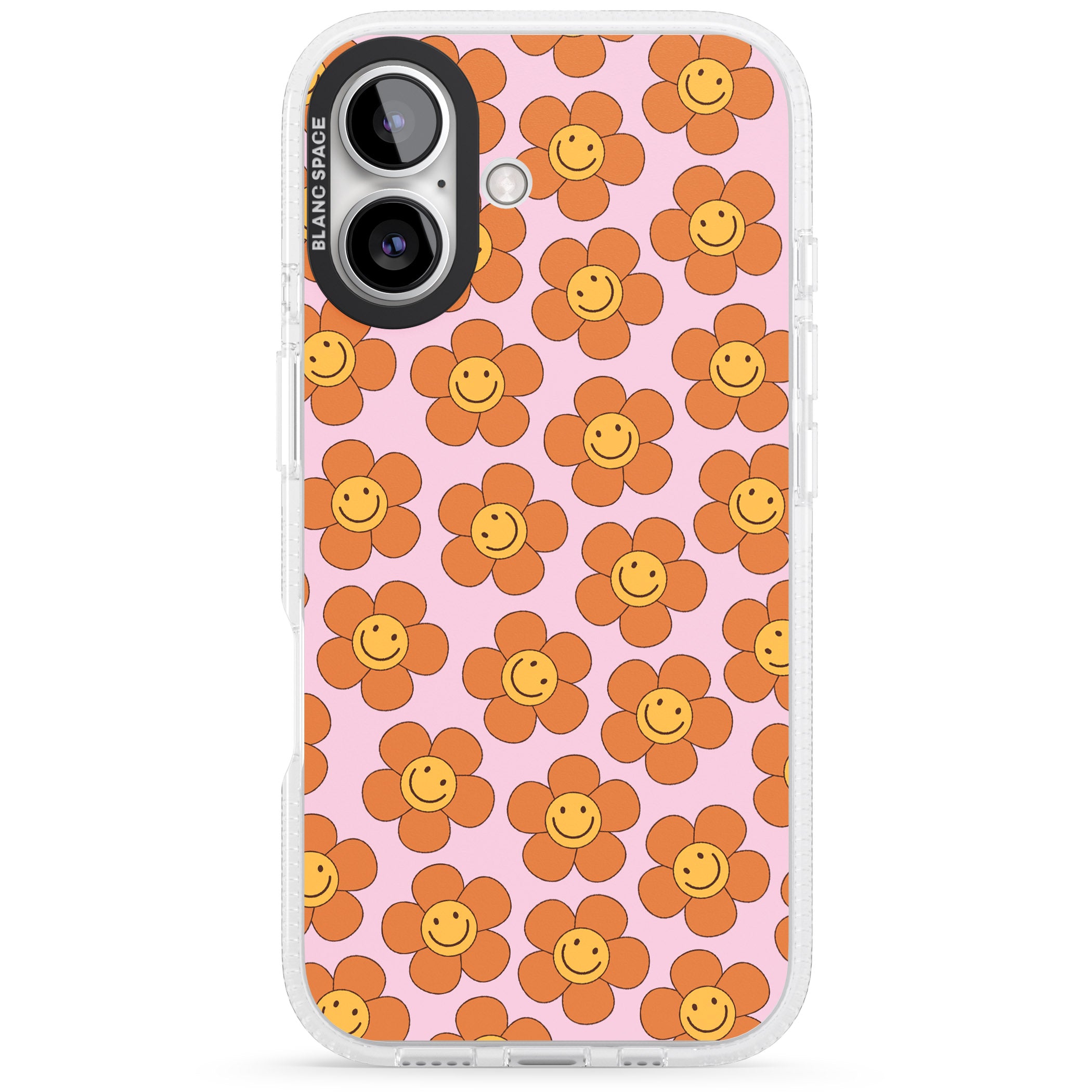 Floral Smiles iPhone 16 / 16 Plus Clear Case Impact Air - Blanc Space