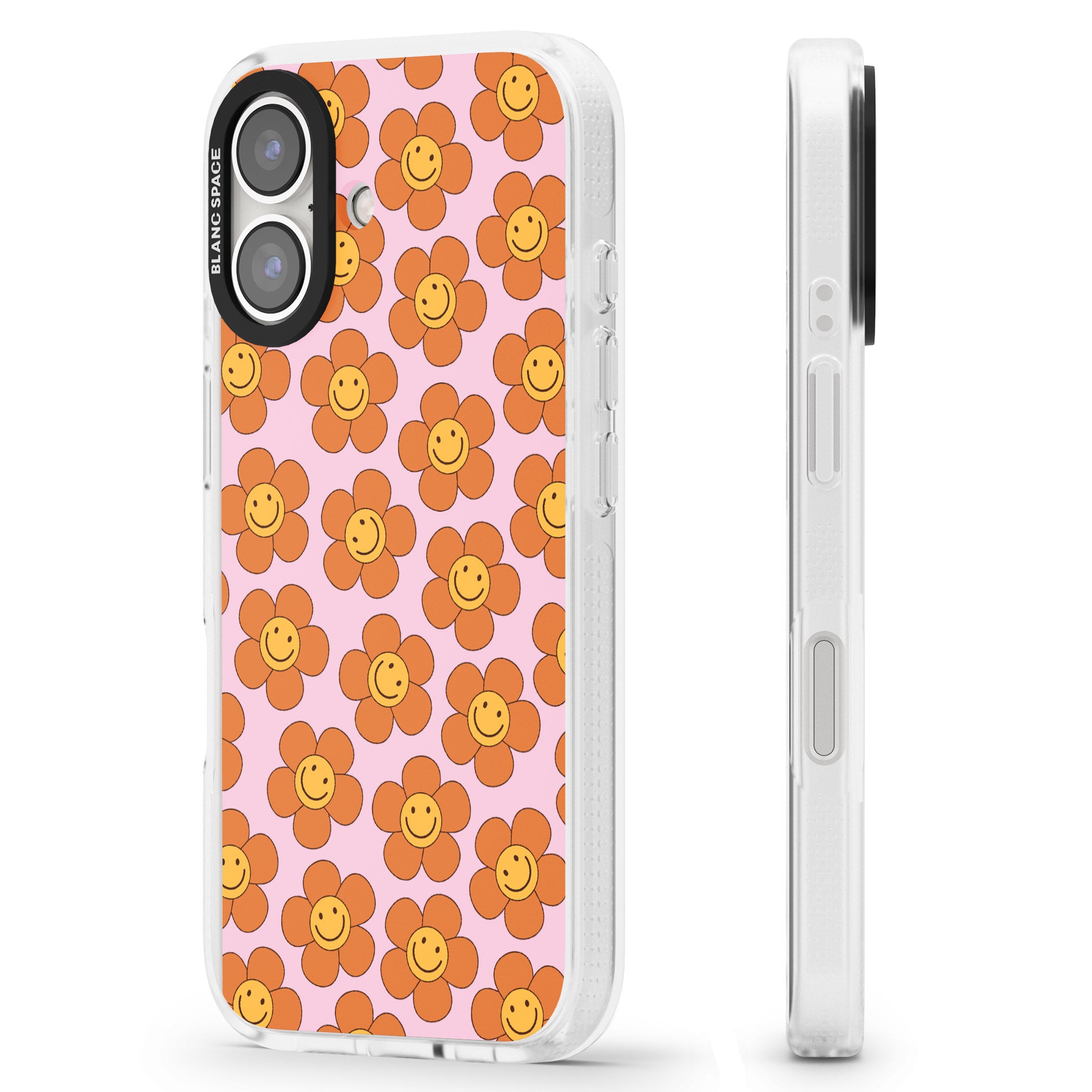 Floral Smiles iPhone 16 / 16 Plus Clear Case Impact Air - Blanc Space
