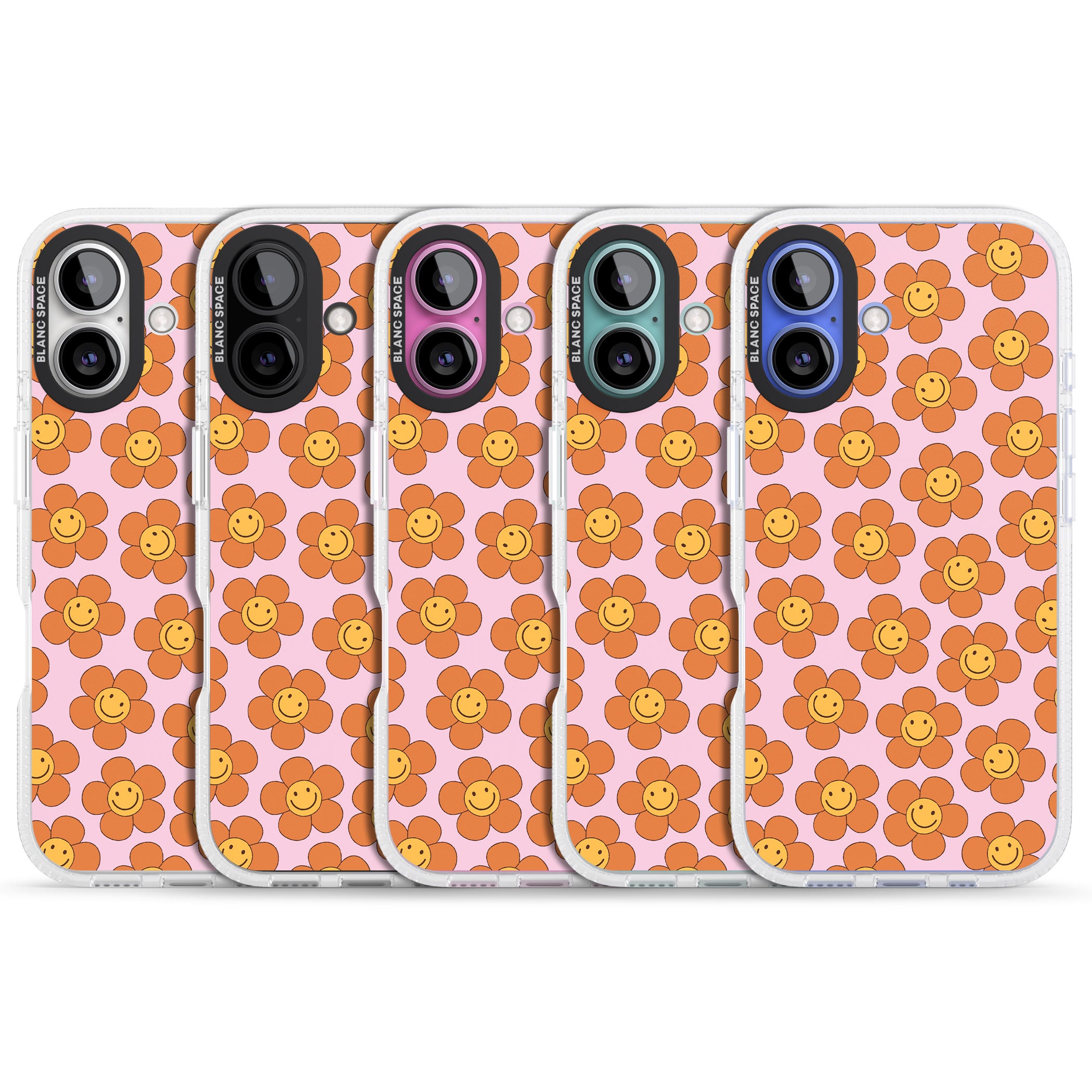 Floral Smiles iPhone 16 / 16 Plus Clear Case Impact Air - Blanc Space