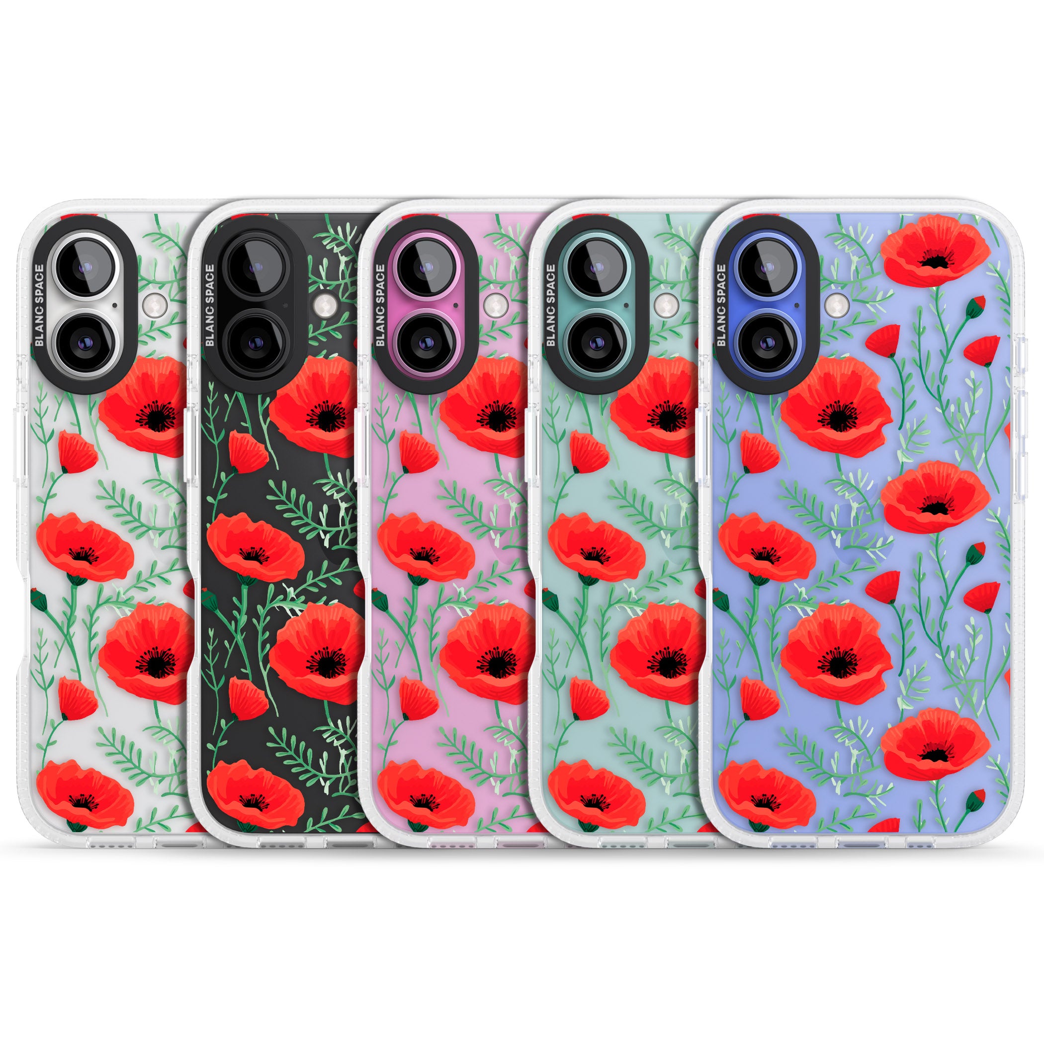 Poppy Garden iPhone 16 / 16 Plus Clear Case Impact Air - Blanc Space