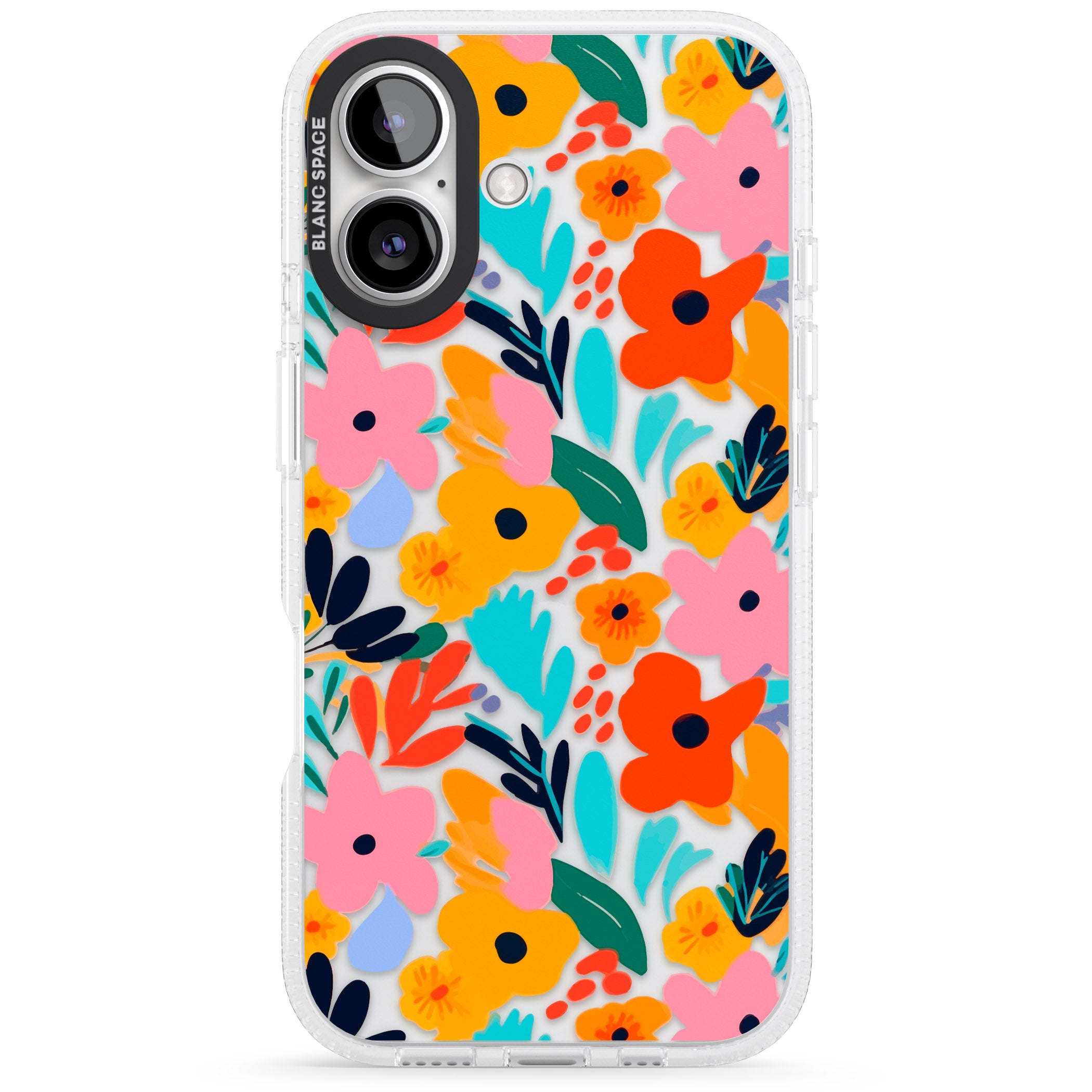 Floral Fiesta iPhone 16 / 16 Plus Clear Case Impact Air - Blanc Space