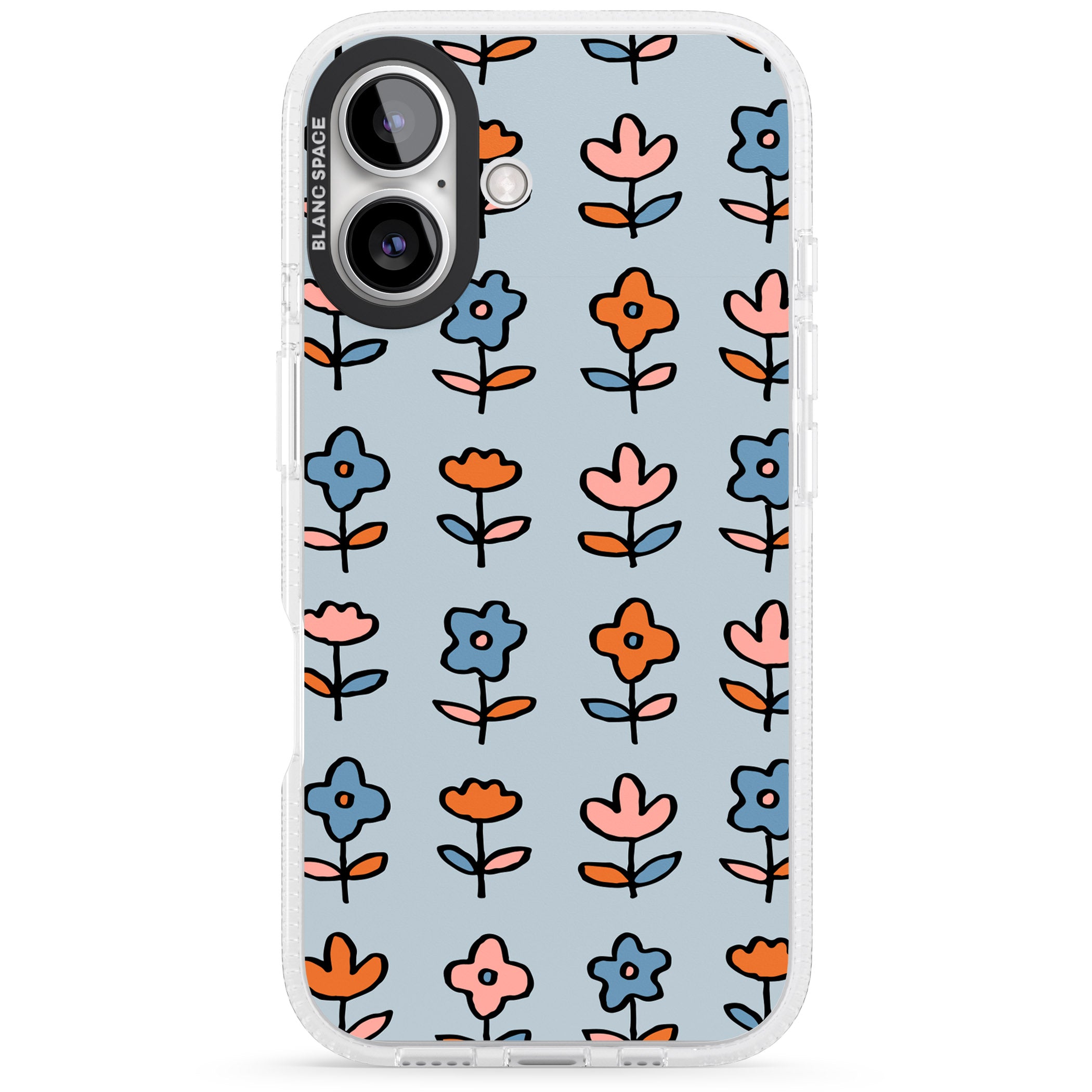 Vintage Floral Array iPhone 16 / 16 Plus Clear Case Impact Air - Blanc Space