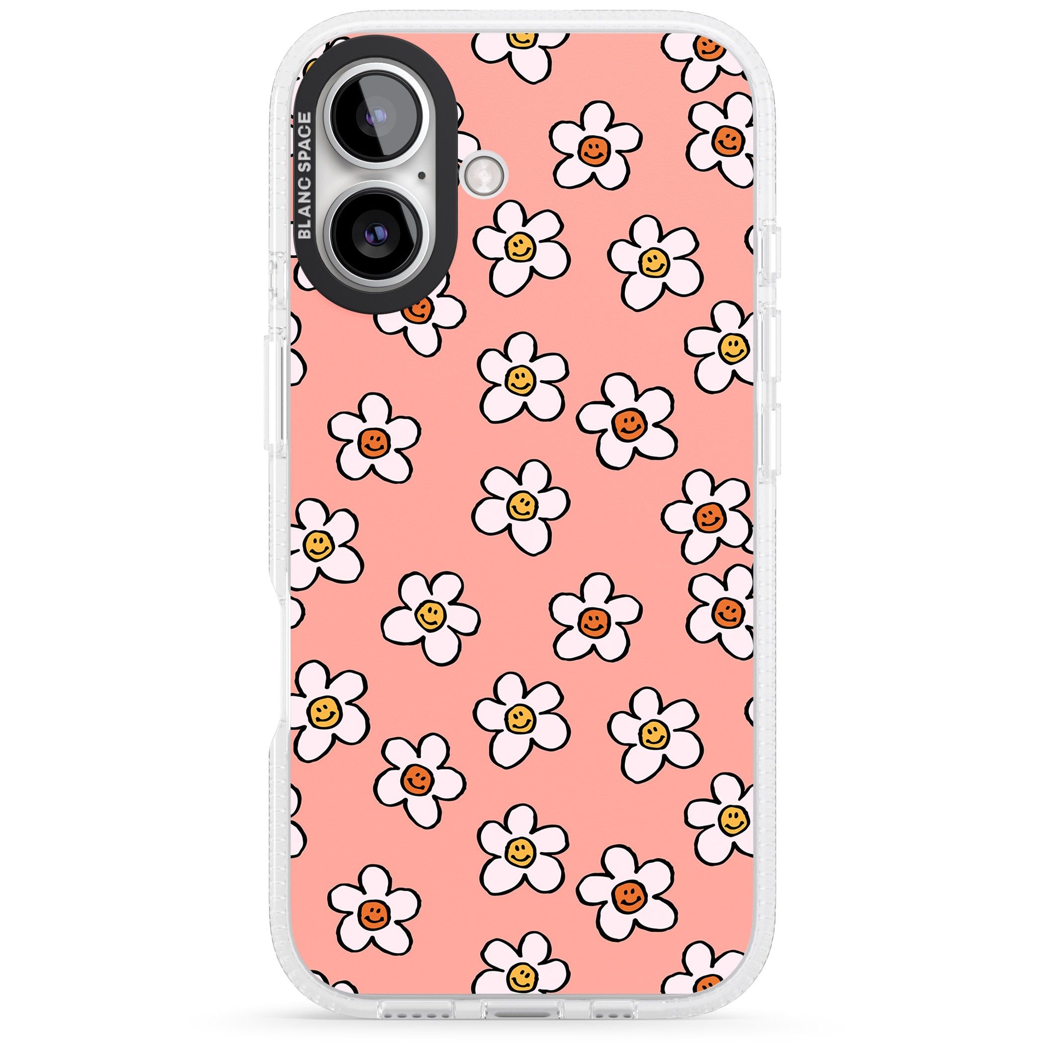 Peachy Daisy Smiles iPhone 16 / 16 Plus Clear Case Impact Air - Blanc Space