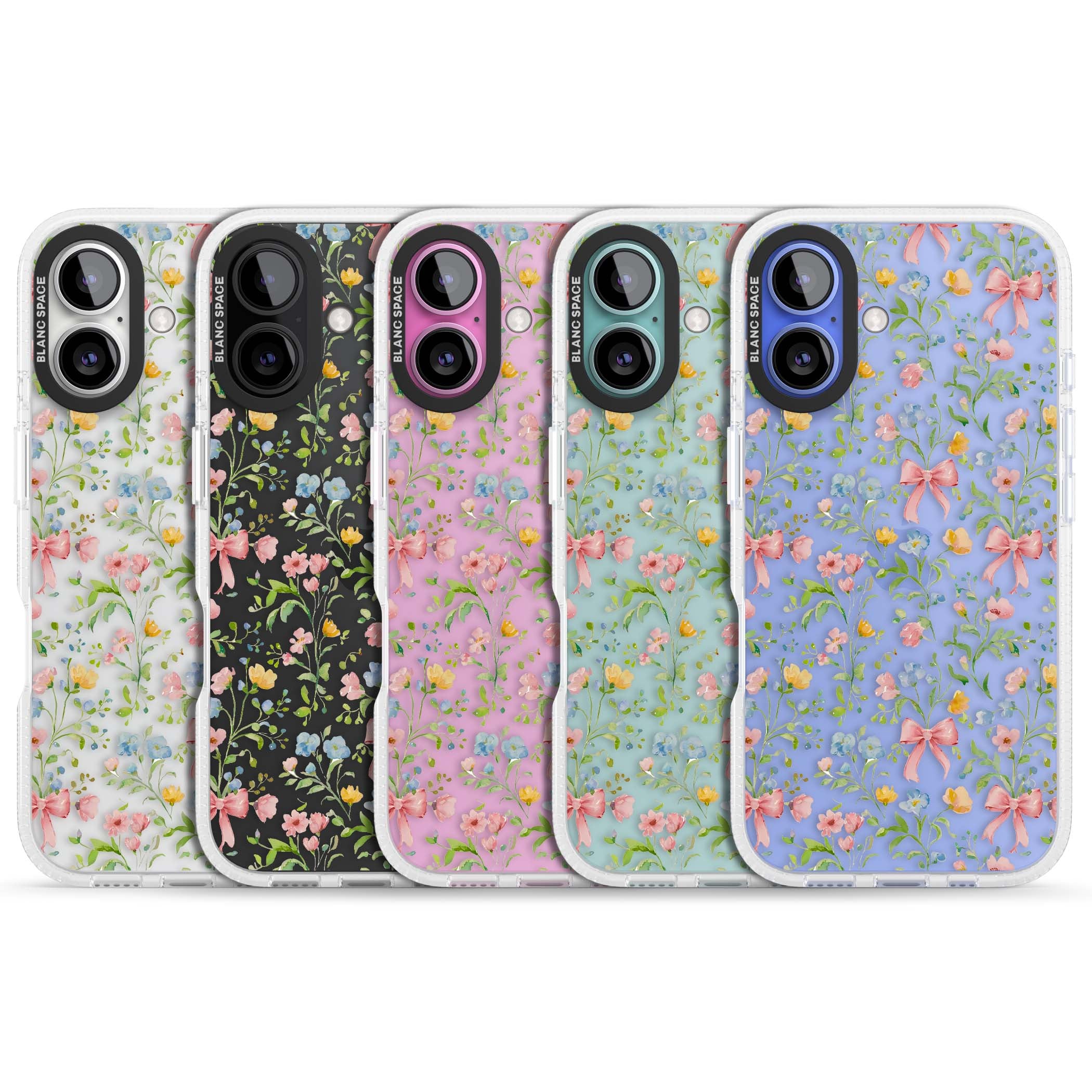 Ribbons & Wildflowers cottagecore iPhone case featuring watercolor wildflowers, pink satin bows, and delicate spring blooms o | Clear Case Impact Air case for iPhone 16, iPhone 16 Plus
