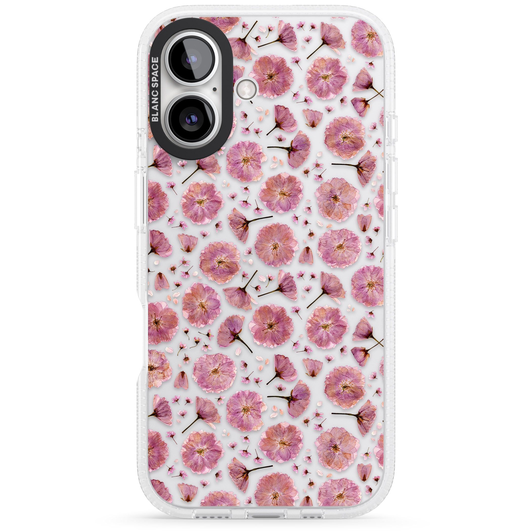 Pink Flowers & Blossoms Transparent Design iPhone 16 / 16 Plus Clear Case Impact Air - Blanc Space