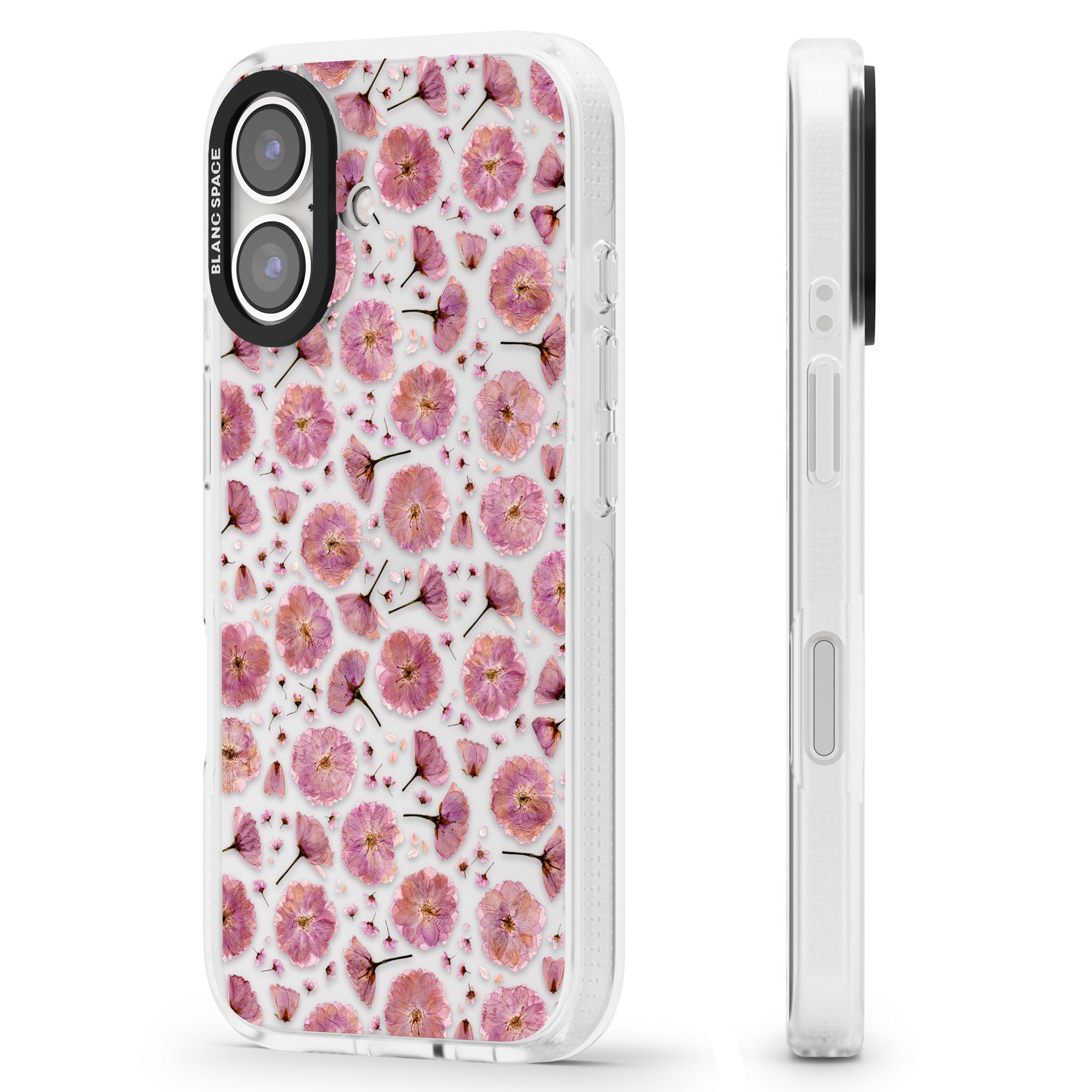 Pink Flowers & Blossoms Transparent Design iPhone 16 / 16 Plus Clear Case Impact Air - Blanc Space