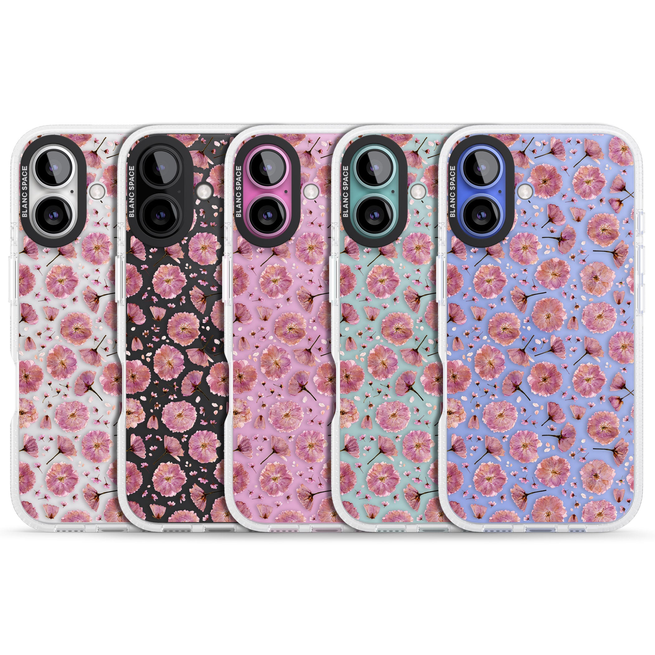 Pink Flowers & Blossoms Transparent Design iPhone 16 / 16 Plus Clear Case Impact Air - Blanc Space
