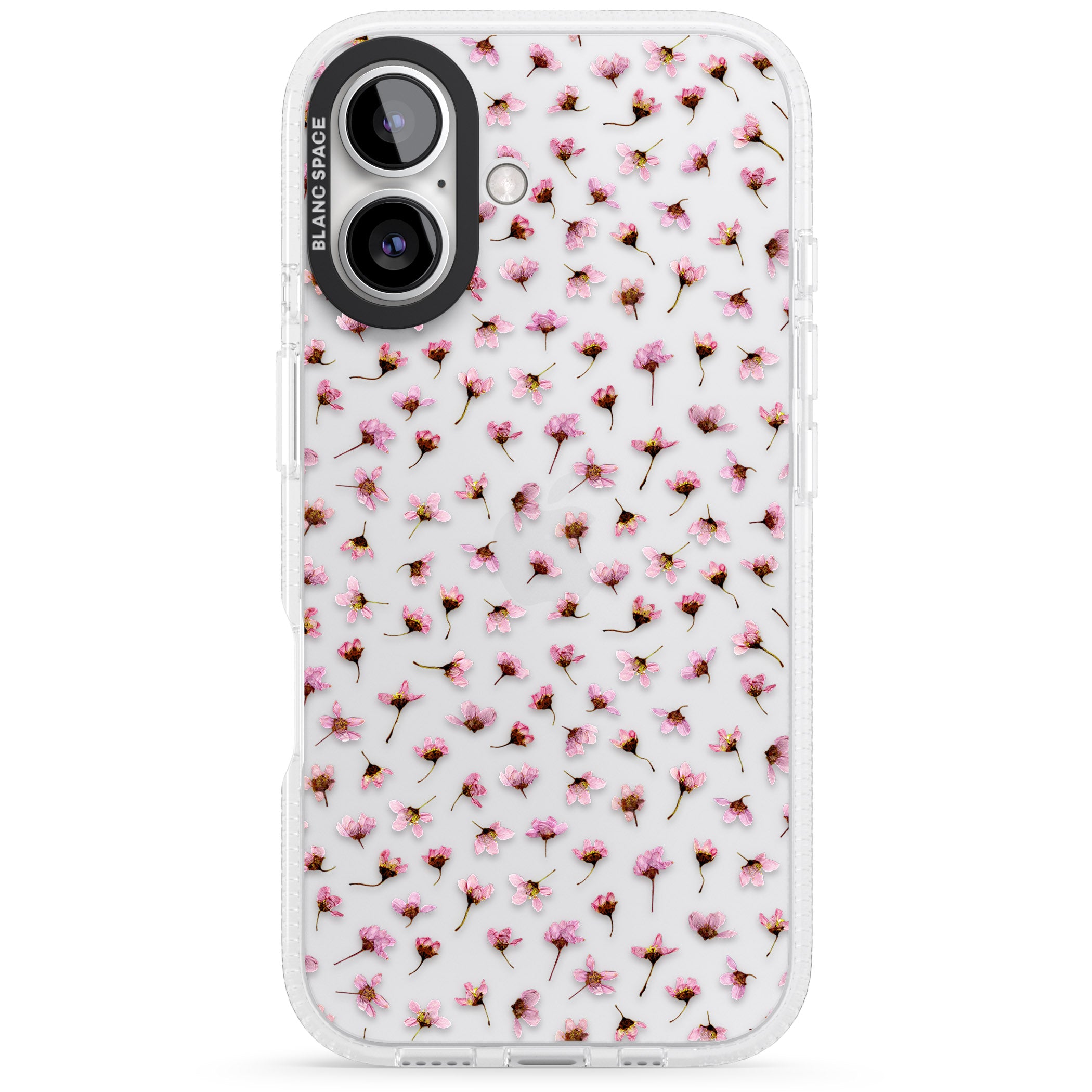 Small Pink Blossoms Transparent Design iPhone 16 / 16 Plus Clear Case Impact Air - Blanc Space