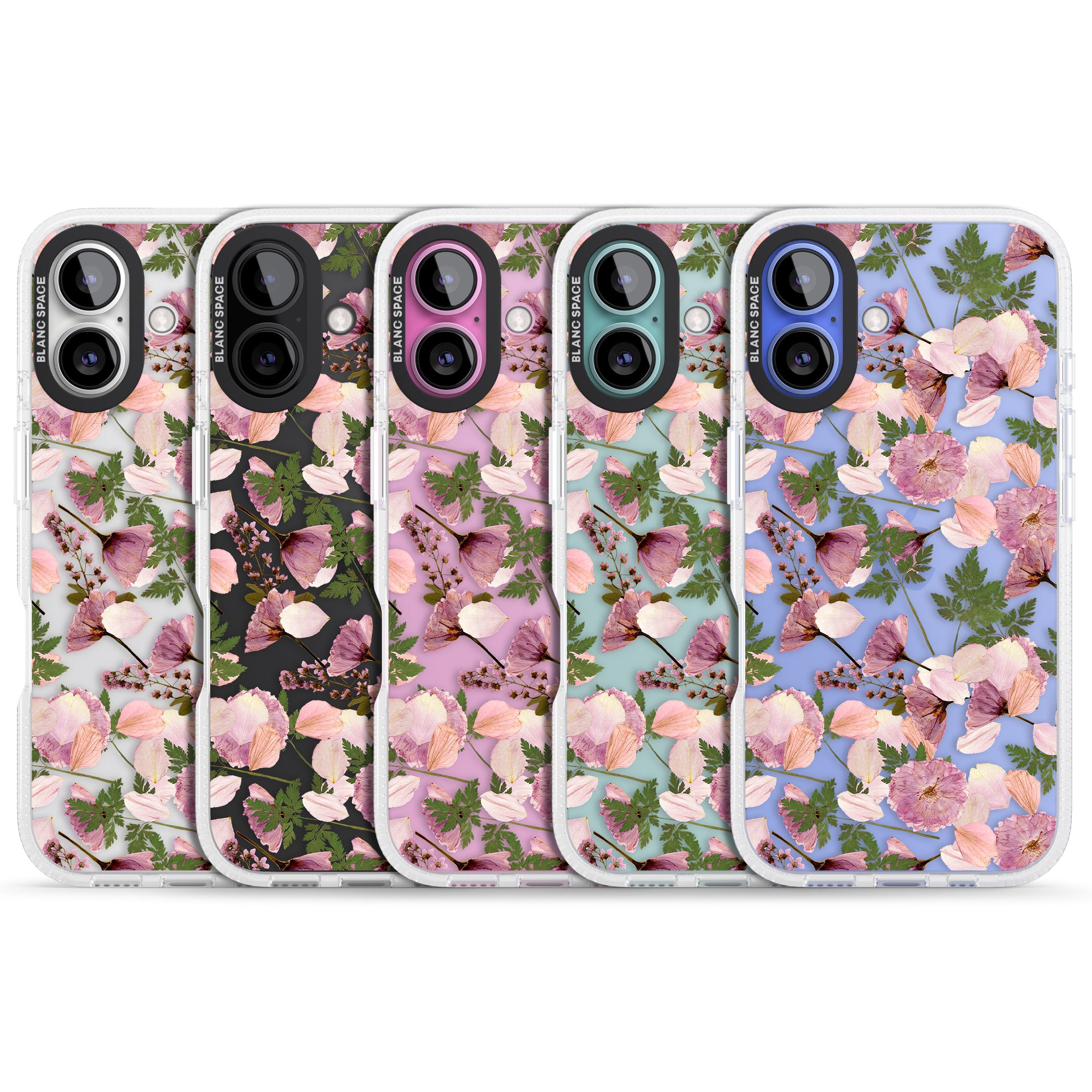 Leafy Floral Pattern Transparent Design iPhone 16 / 16 Plus Clear Case Impact Air - Blanc Space