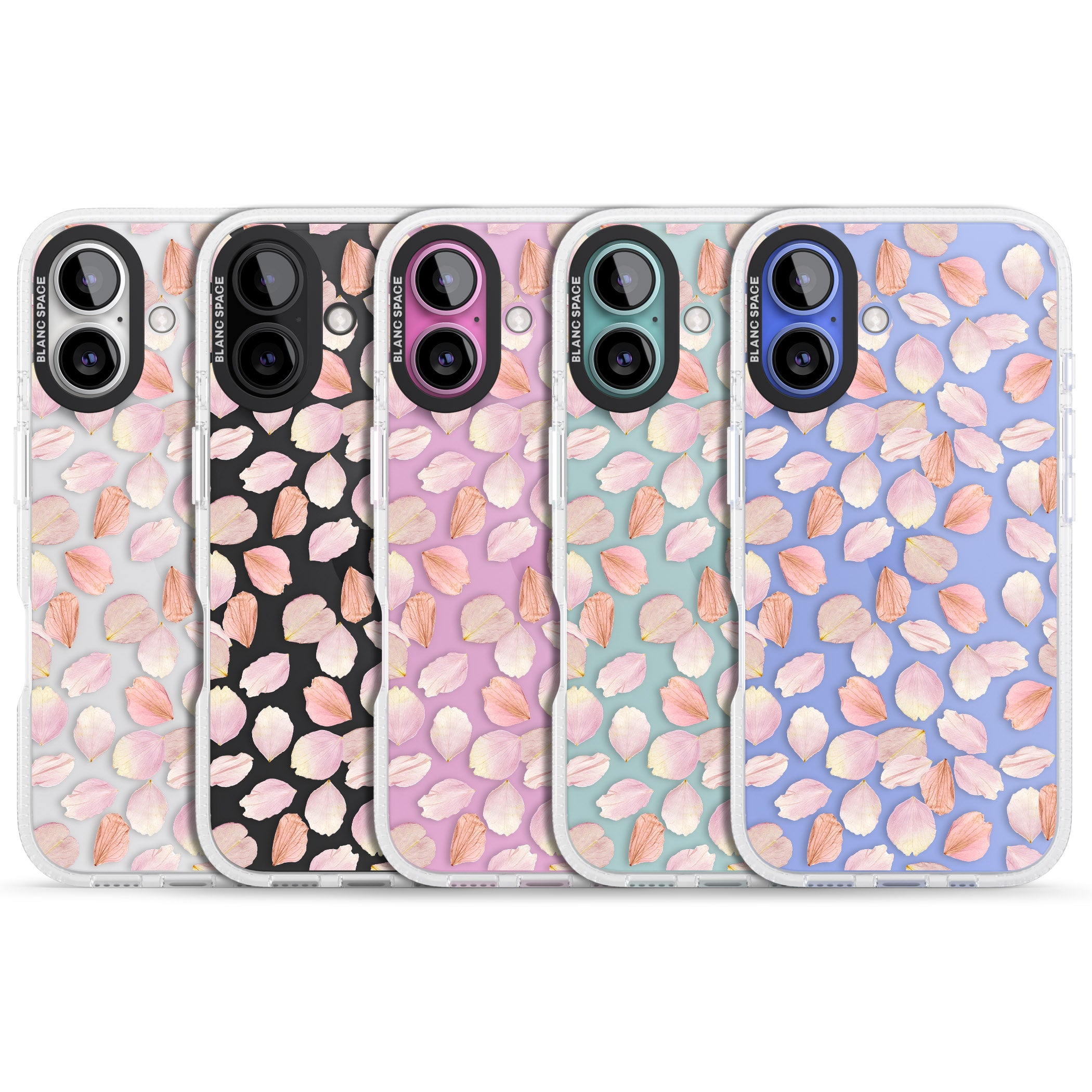 Pink Petals Transparent Design iPhone 16 / 16 Plus Clear Case Impact Air - Blanc Space