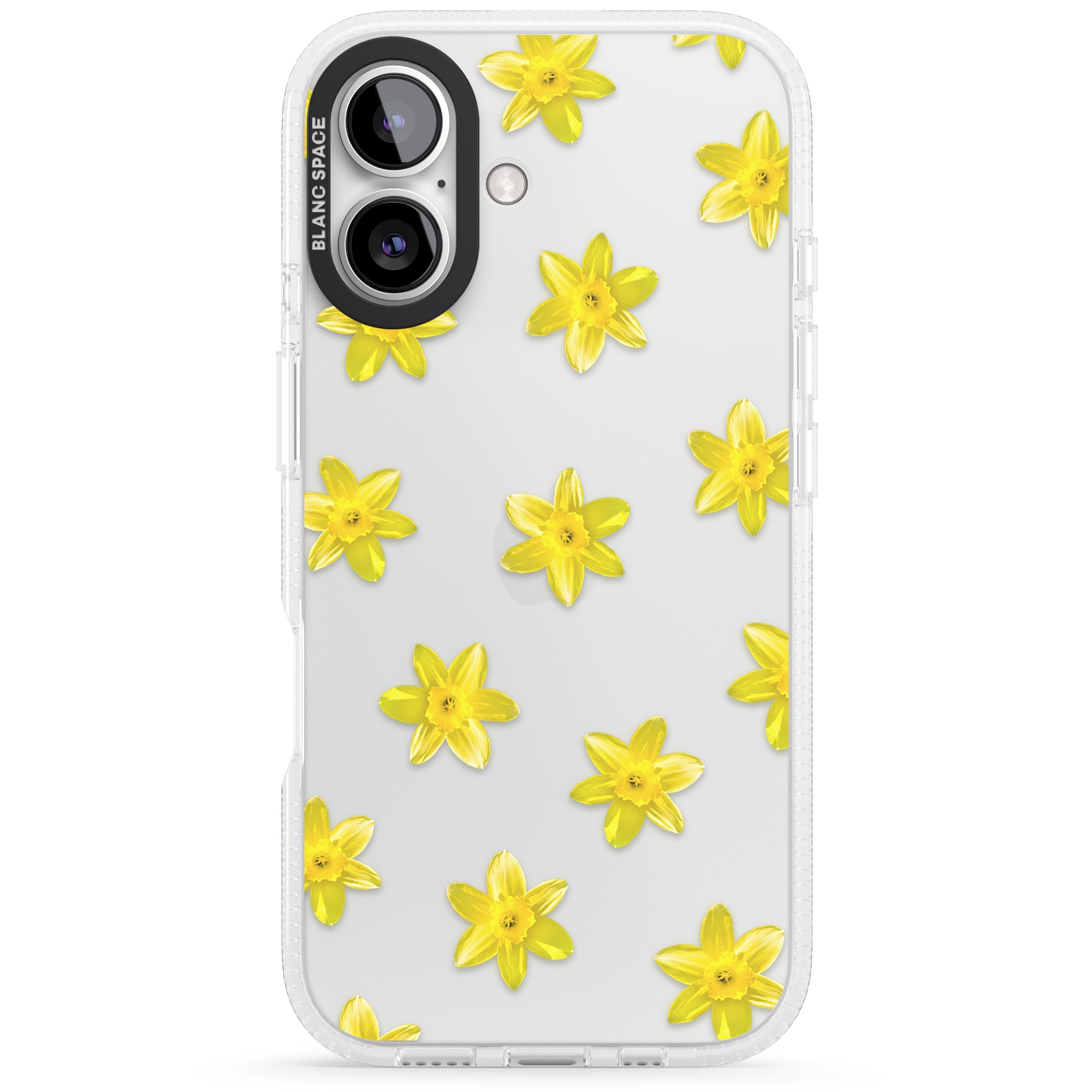 Daffodils Transparent Pattern iPhone 16 / 16 Plus Clear Case Impact Air - Blanc Space