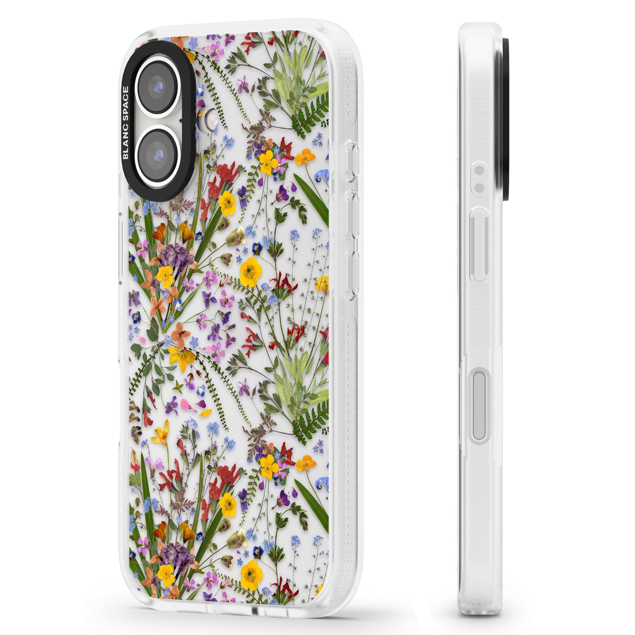 Wildflower & Leaves iPhone 16 / 16 Plus Clear Case Impact Air - Blanc Space