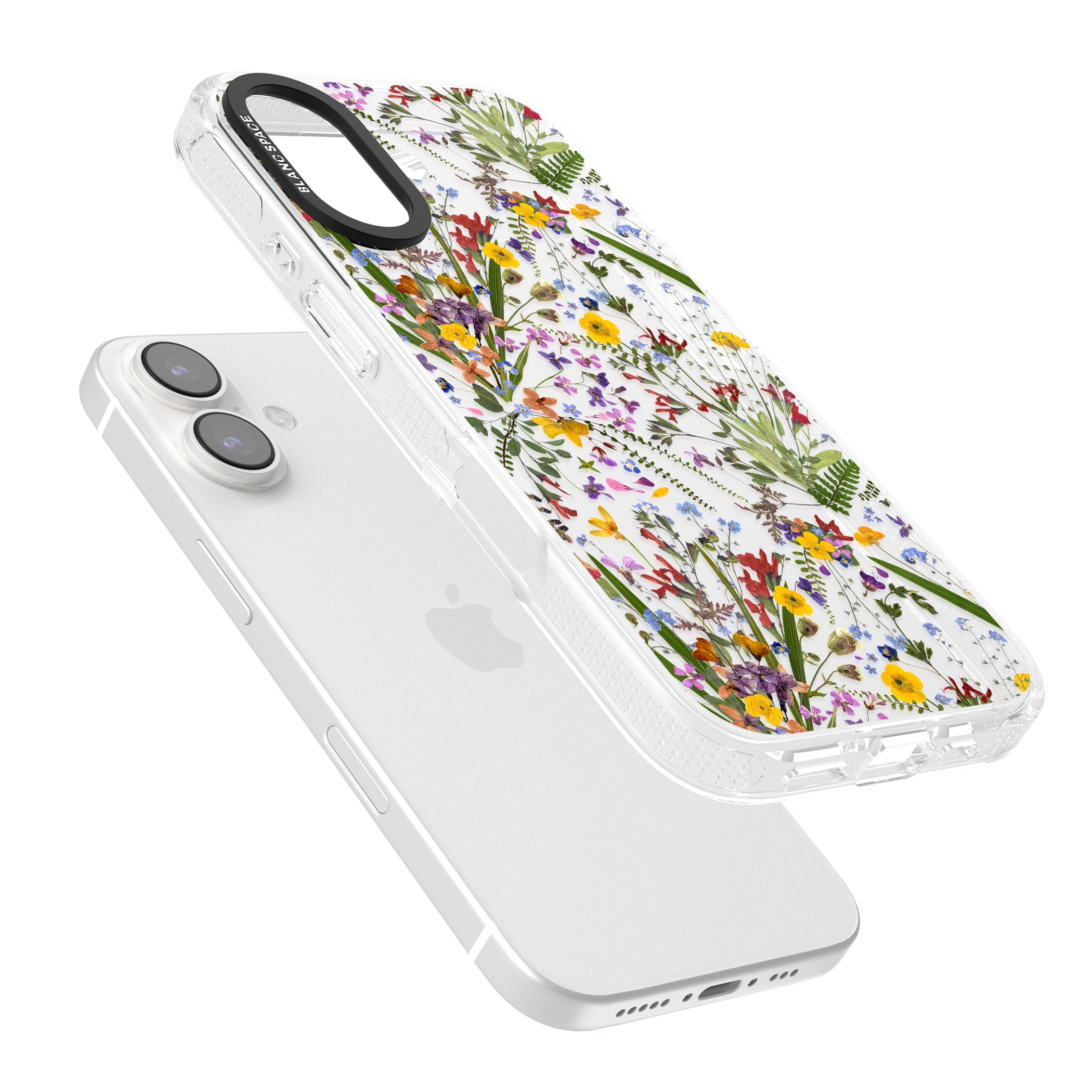 Wildflower & Leaves iPhone 16 / 16 Plus Clear Case Impact Air - Blanc Space