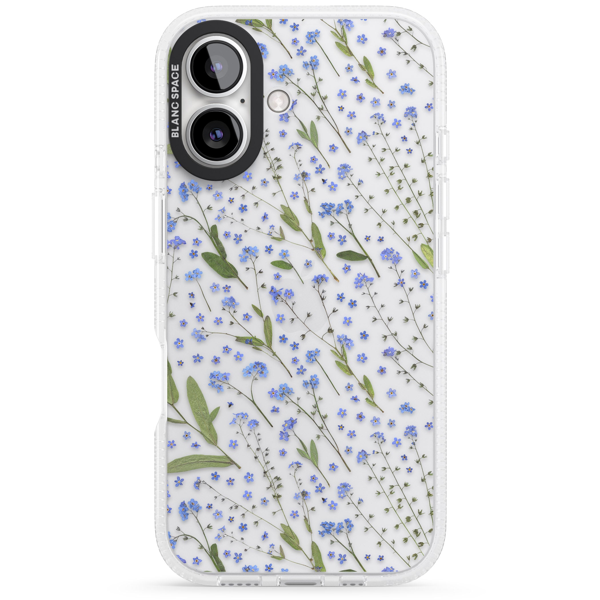 Blue Wild Flower Design iPhone 16 / 16 Plus Clear Case Impact Air - Blanc Space