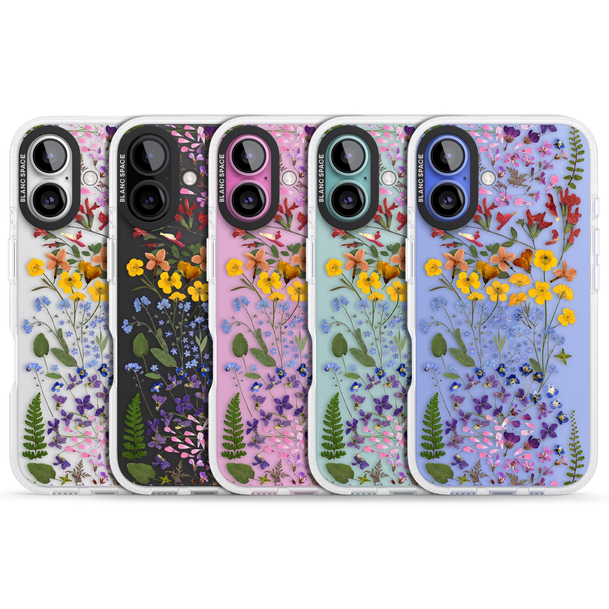 Wild Flower Stripe Design iPhone 16 / 16 Plus Clear Case Impact Air - Blanc Space