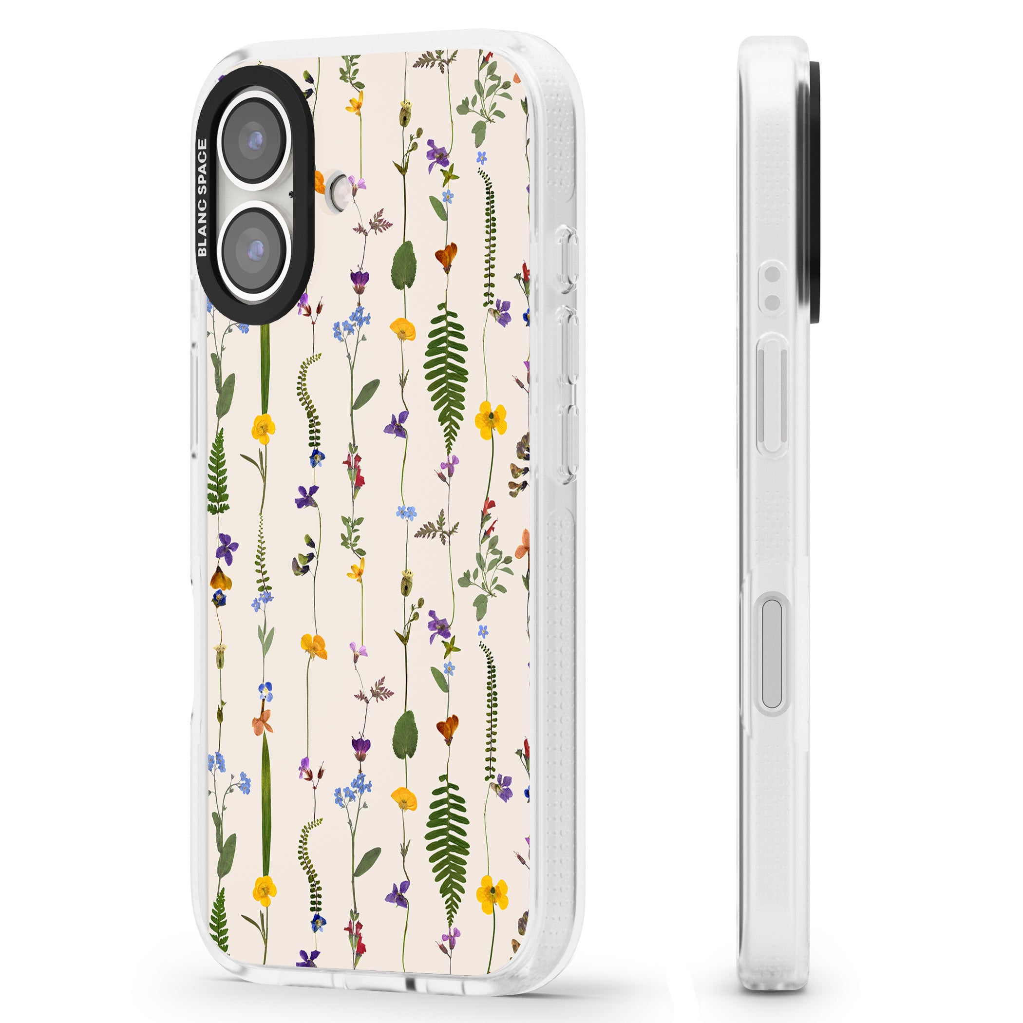 Wildflower Chain Design - Cream iPhone 16 / 16 Plus Clear Case Impact Air - Blanc Space
