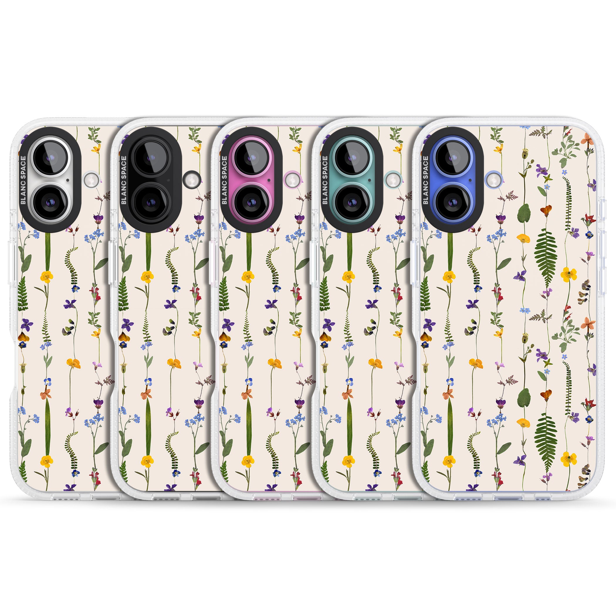 Wildflower Chain Design - Cream iPhone 16 / 16 Plus Clear Case Impact Air - Blanc Space