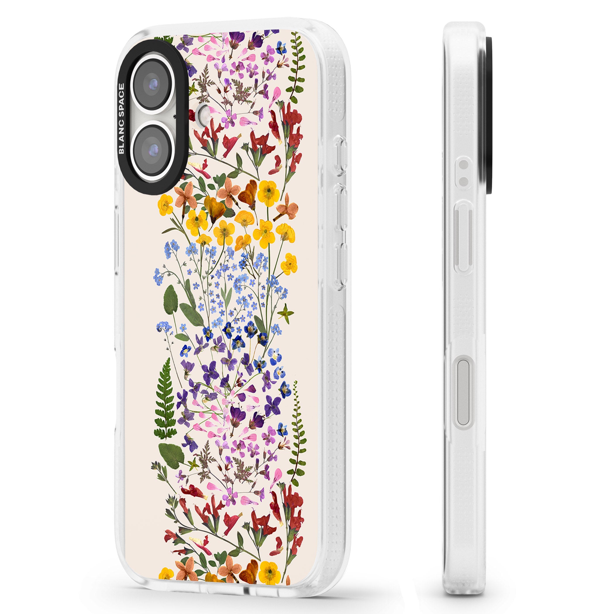 Wildflower Stripe Design - Cream iPhone 16 / 16 Plus Clear Case Impact Air - Blanc Space