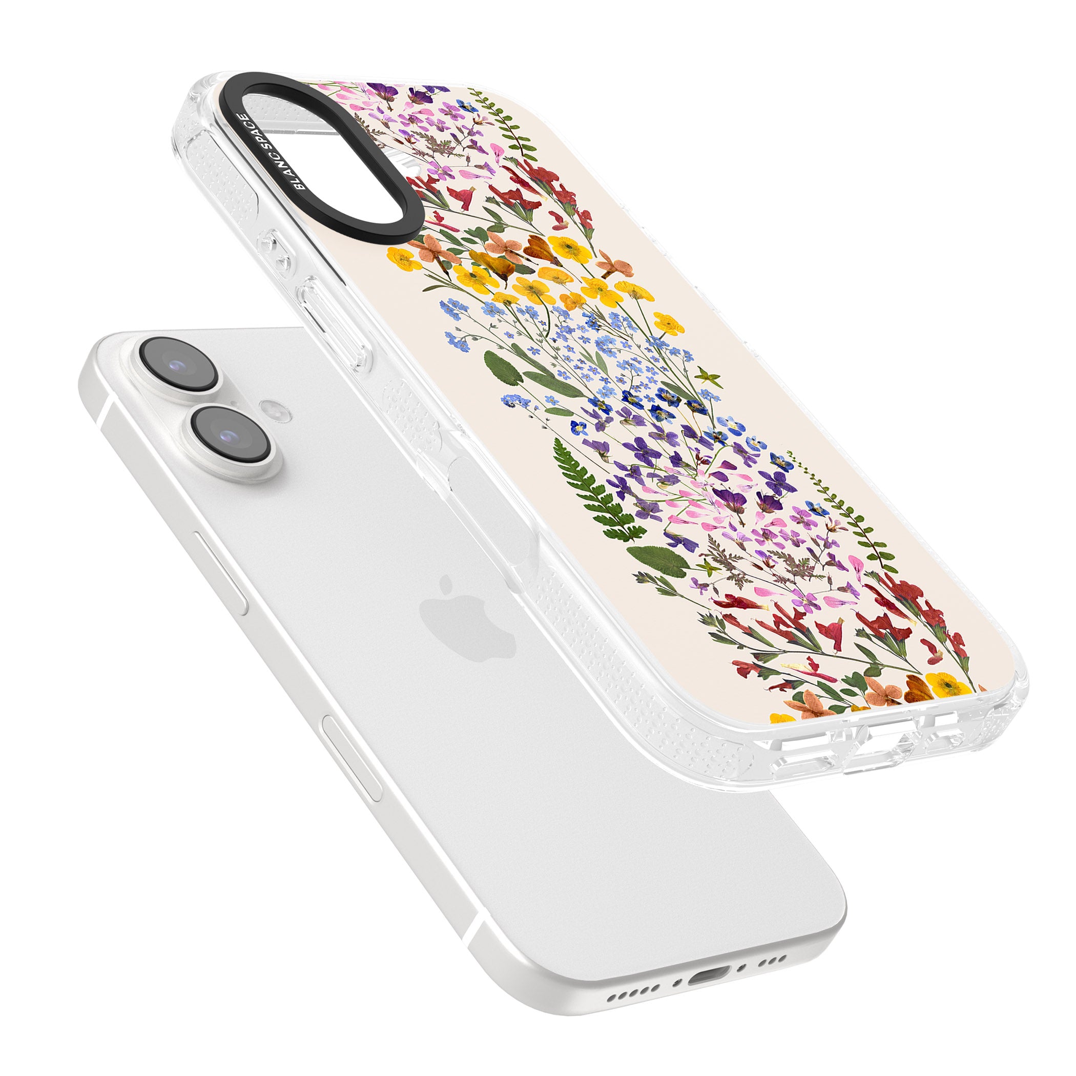 Wildflower Stripe Design - Cream iPhone 16 / 16 Plus Clear Case Impact Air - Blanc Space