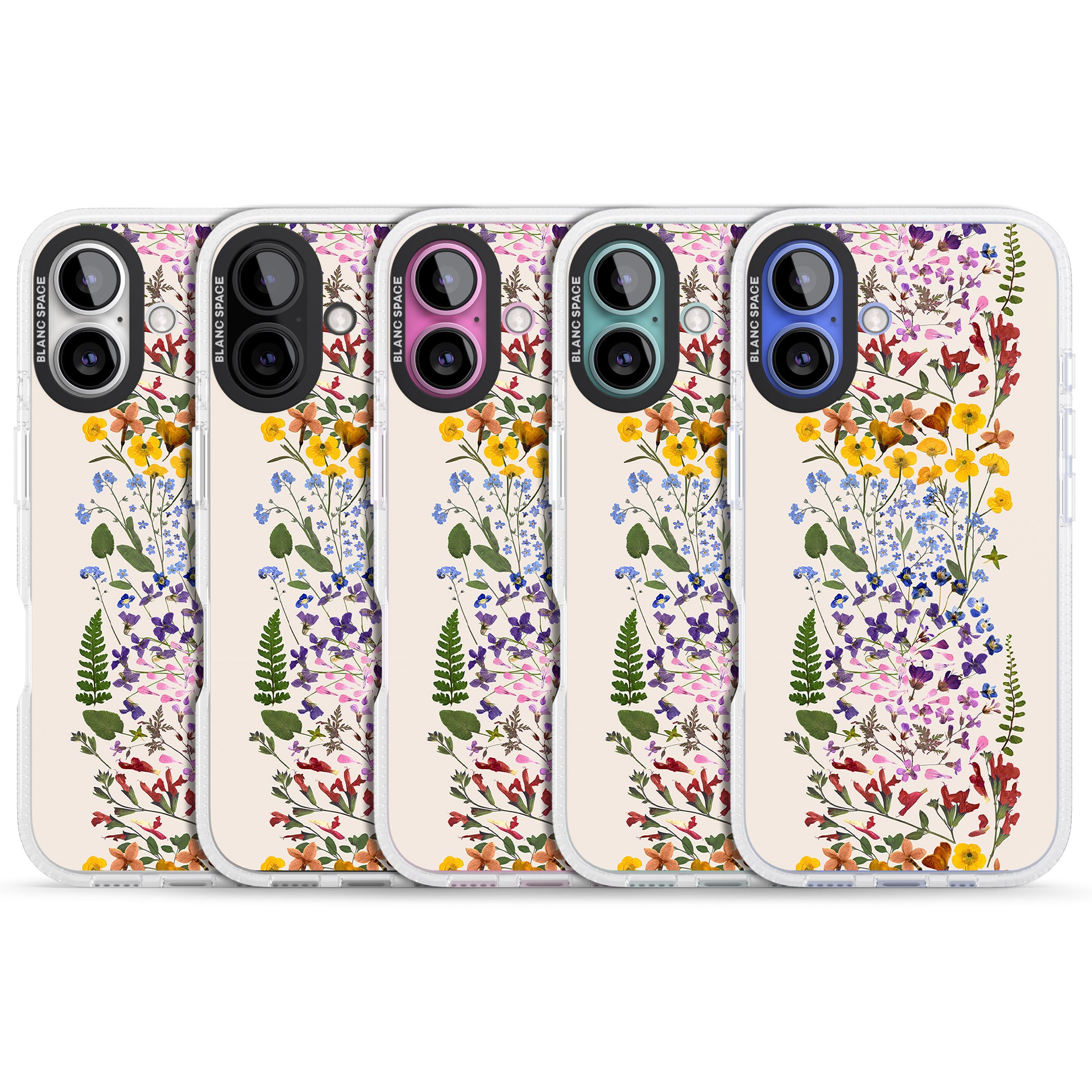 Wildflower Stripe Design - Cream iPhone 16 / 16 Plus Clear Case Impact Air - Blanc Space